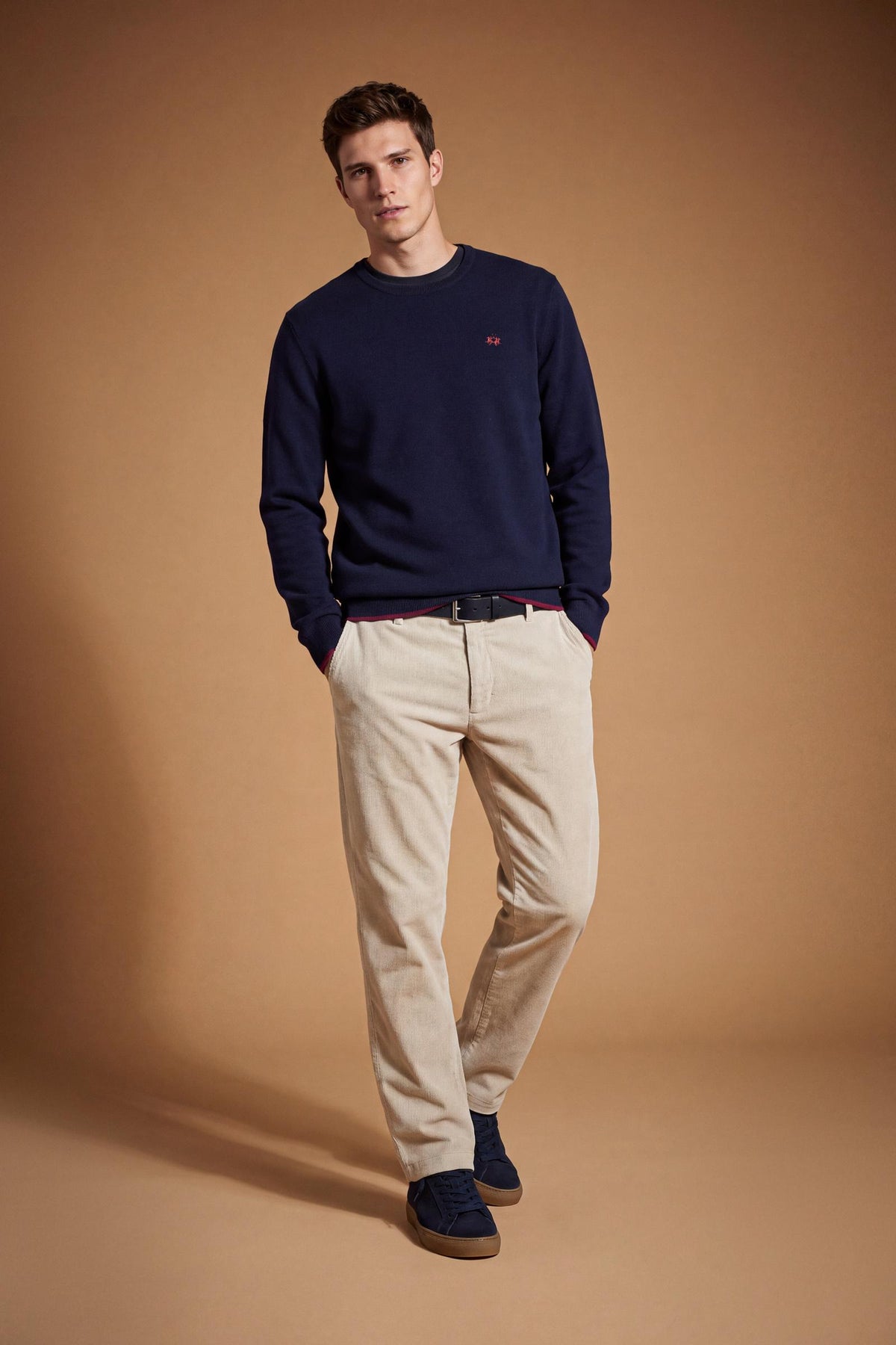 Pull homme en coton et laine avec petit logo - Elia