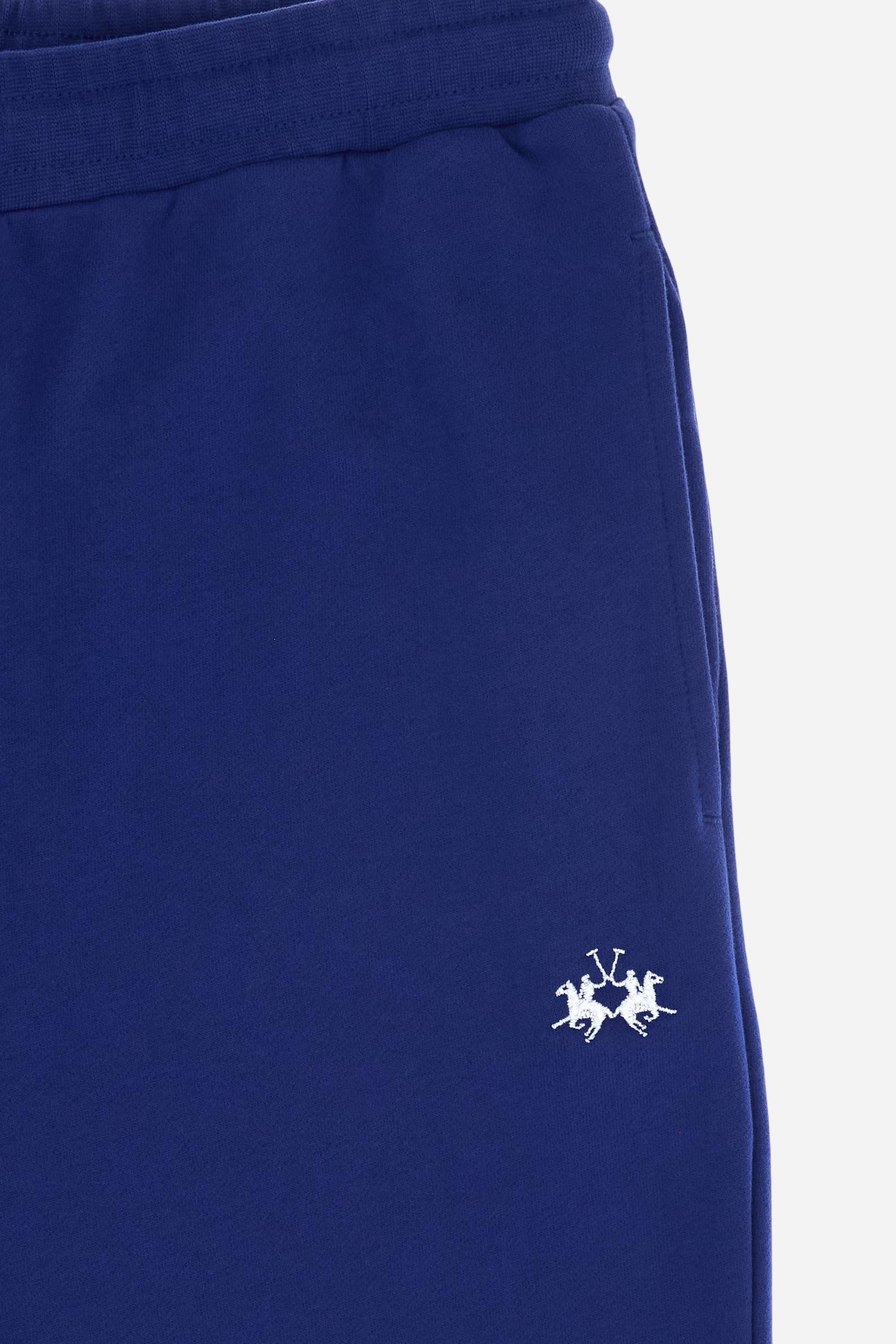 Men’s cotton fleece jogger pants with tapered cut and slim fit, ribbed cuffs and contrast embroidered logo. - Mazarine Blue                                                                                                                                                                                                                                                                                                                                                                                                     