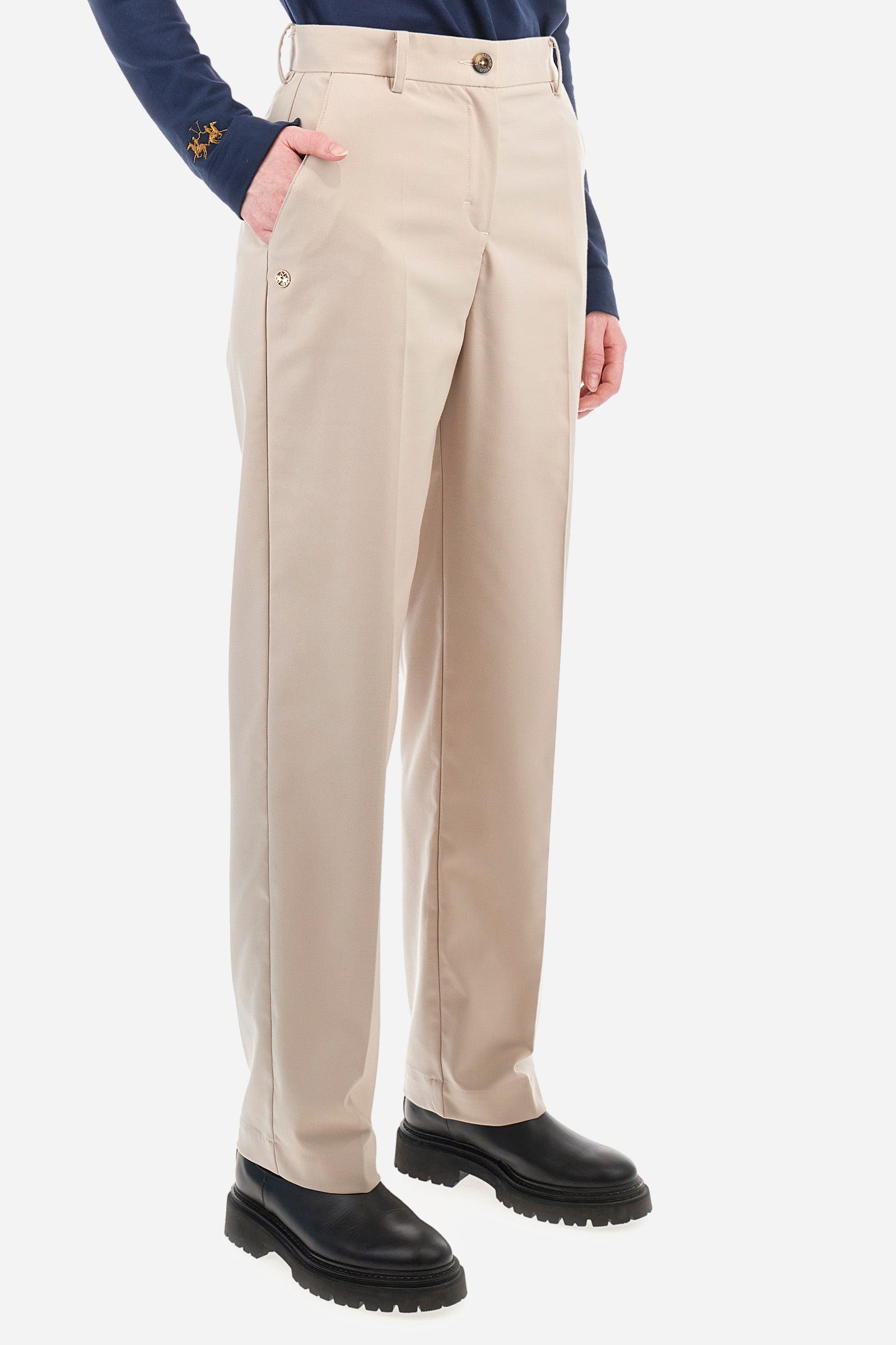 Classic regular fit trousers in synthetic fabric - Zelina