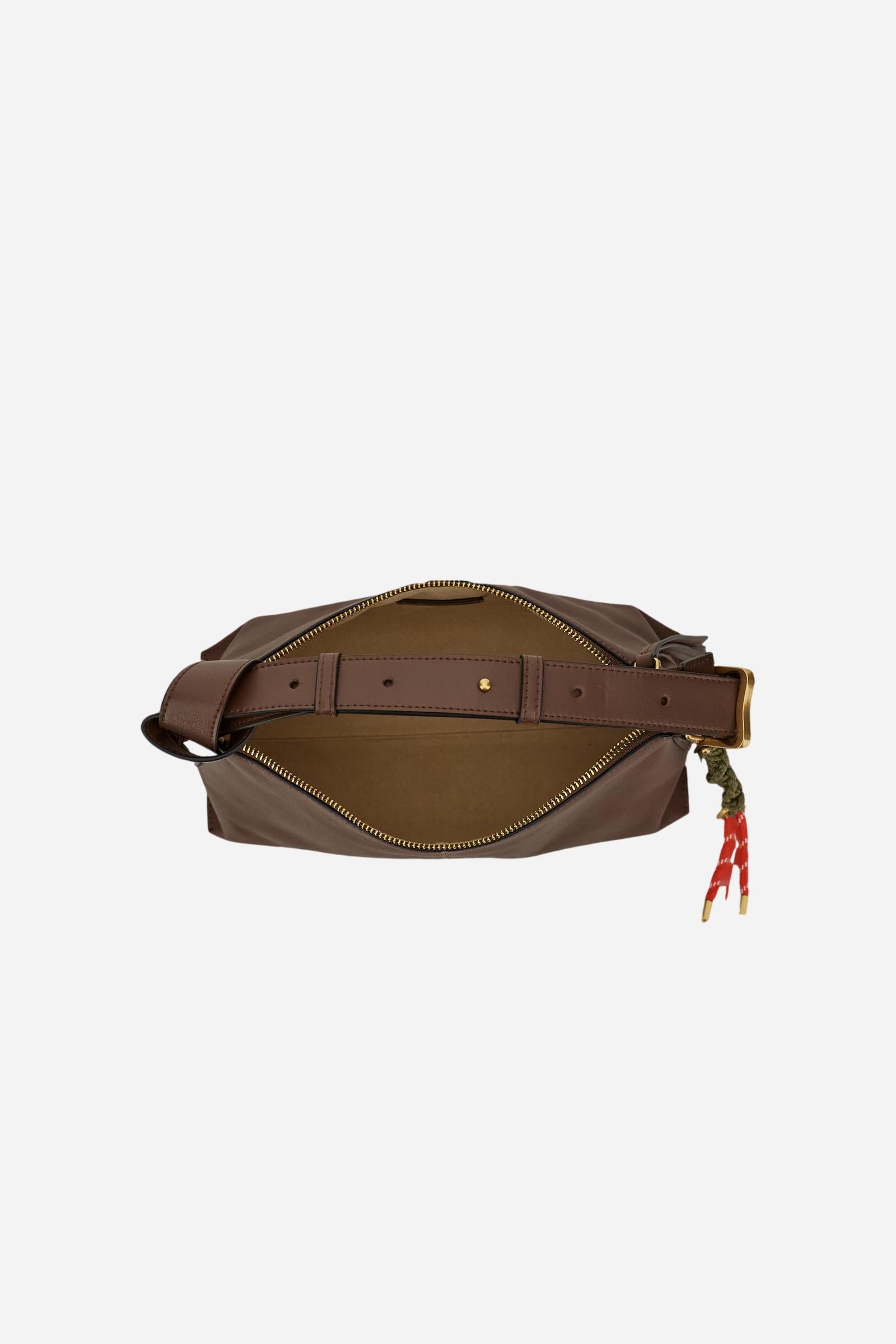 Women's leather shoulder bag with hiking rope detail - Andina