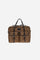 Semi-rigid briefcase in washed canvas and leather. Practical and functional, with shoulder strap, multiple pockets and embossed leather tag. - COCOA                                                                                                                                                                                                                                                                                                                                                                            