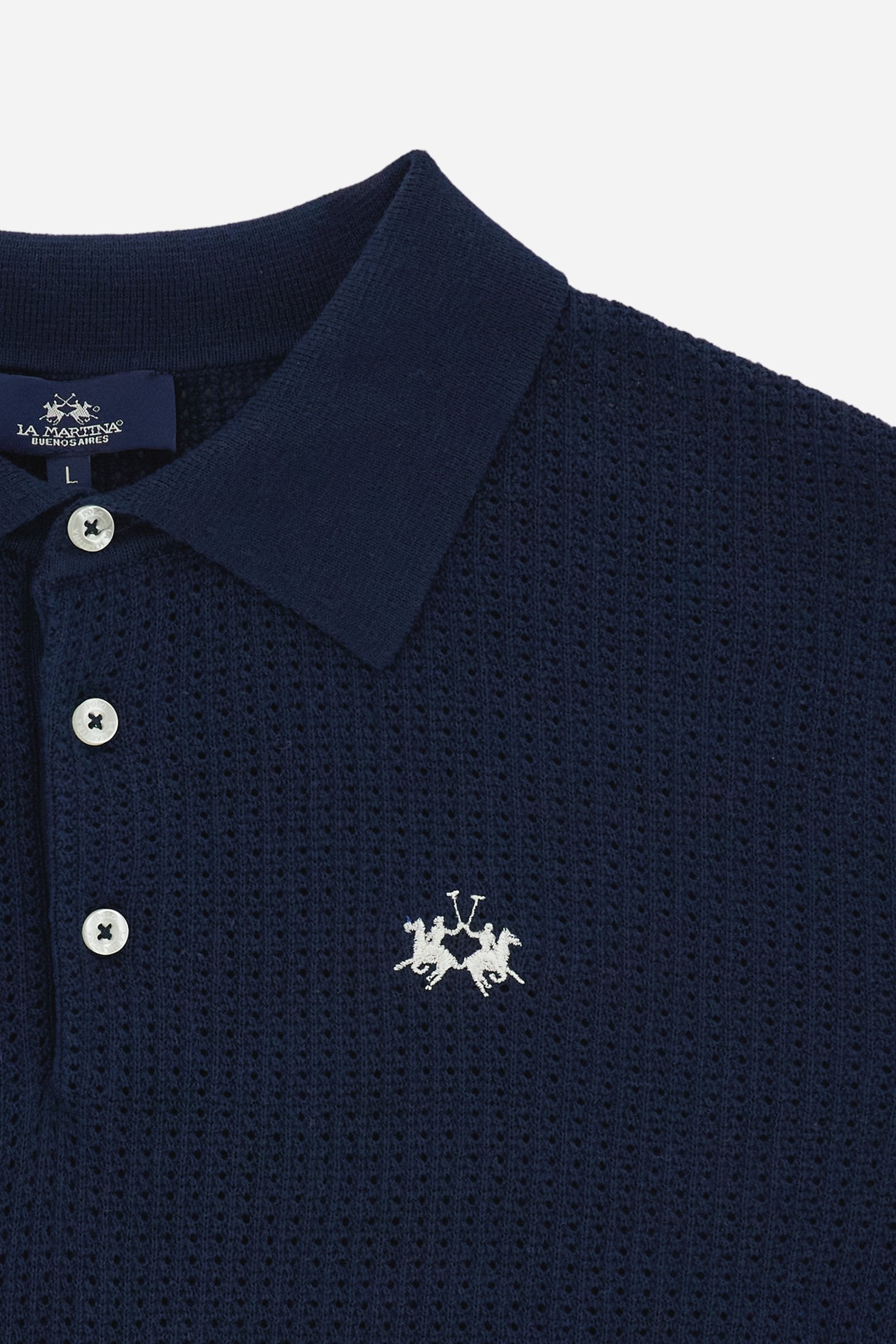 Men’s polo shirt in open-knit organic cotton - Carlton