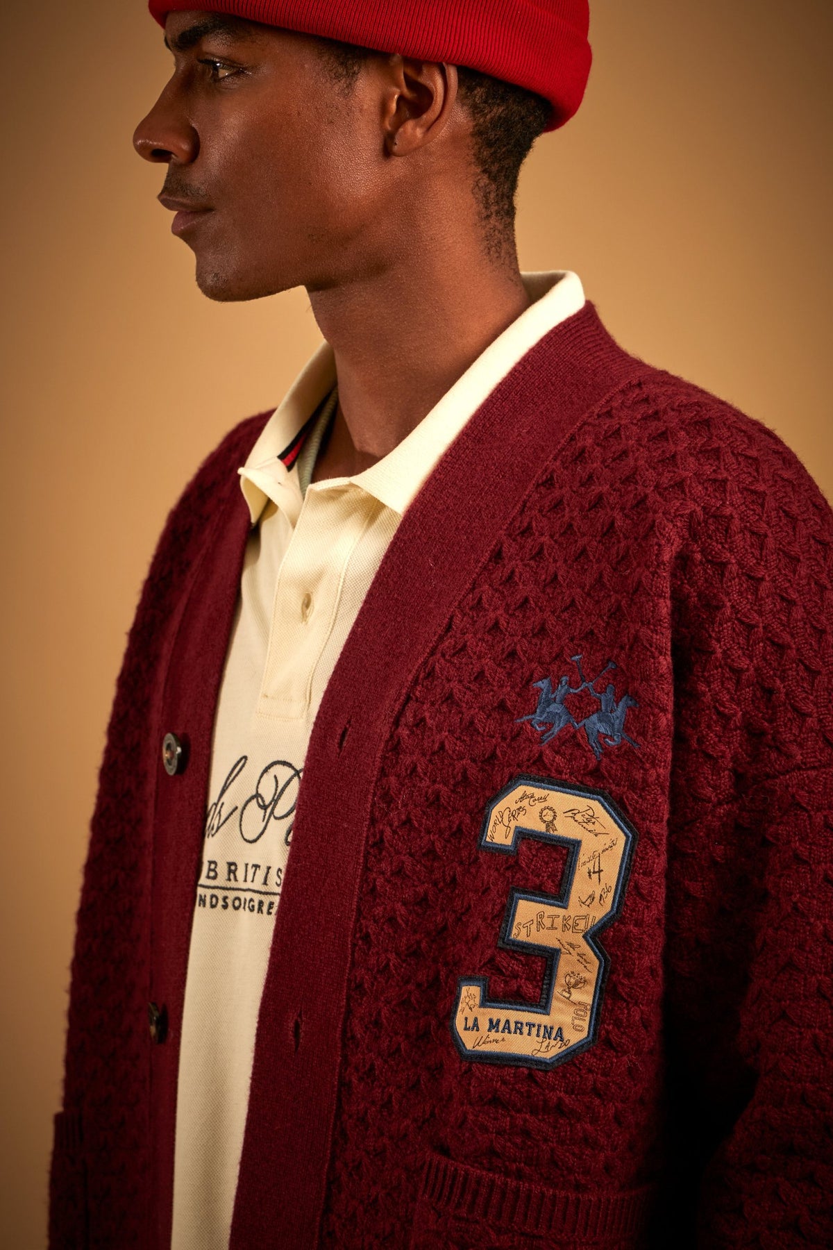 Men's cable knit cardigan in lambswool - Elric