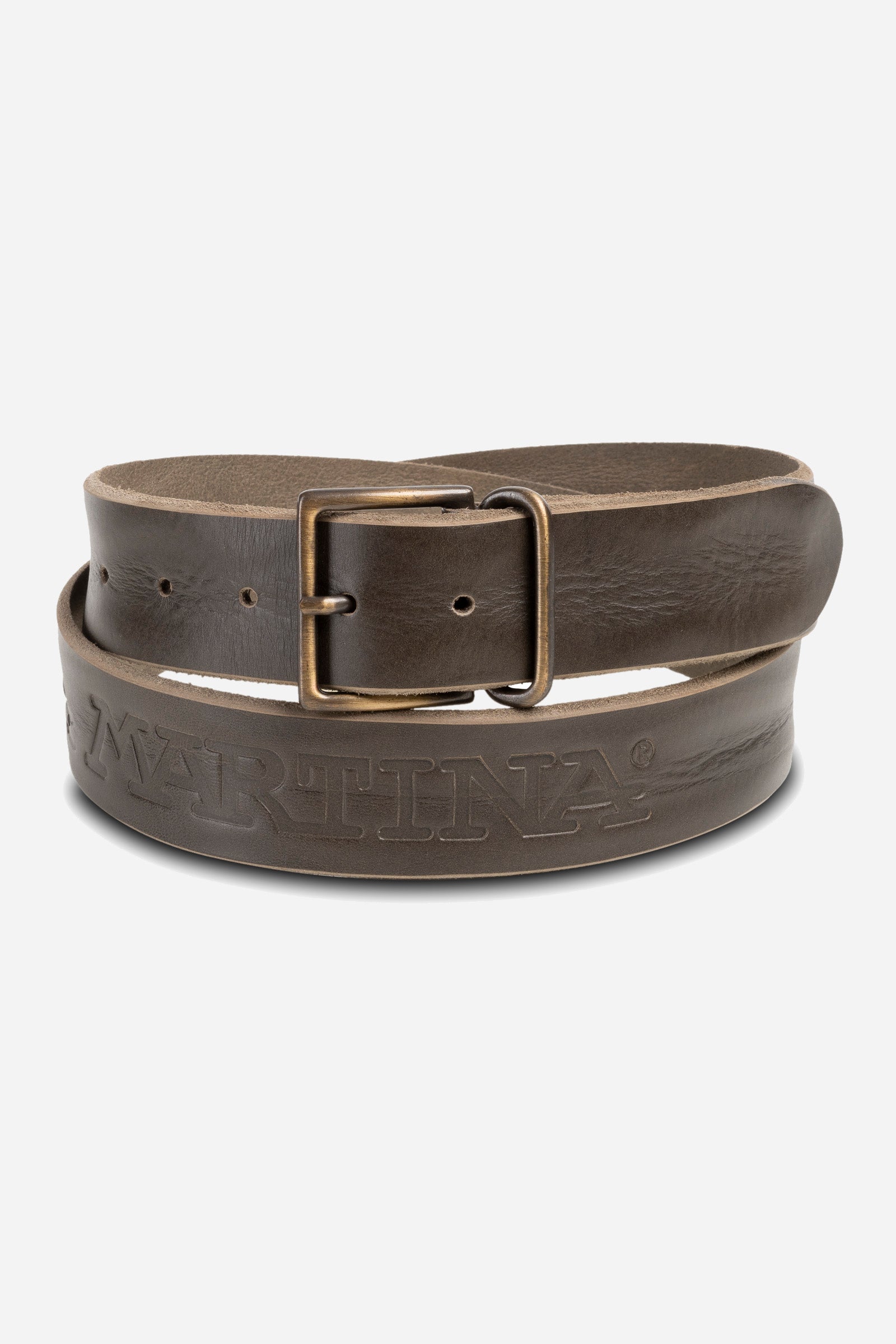 Belt in leather with buckle