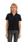 This women's polo shirt is made of 100% wool and features a regular fit. The garment has a solid colour with the LM initial in relief across the whole fabric. The classic V-neck collar completes the elegant and refined look of this polo. Perfect for casual occasions or more formal evenings. The model is 174 cm tall and wears a size 2. - Black