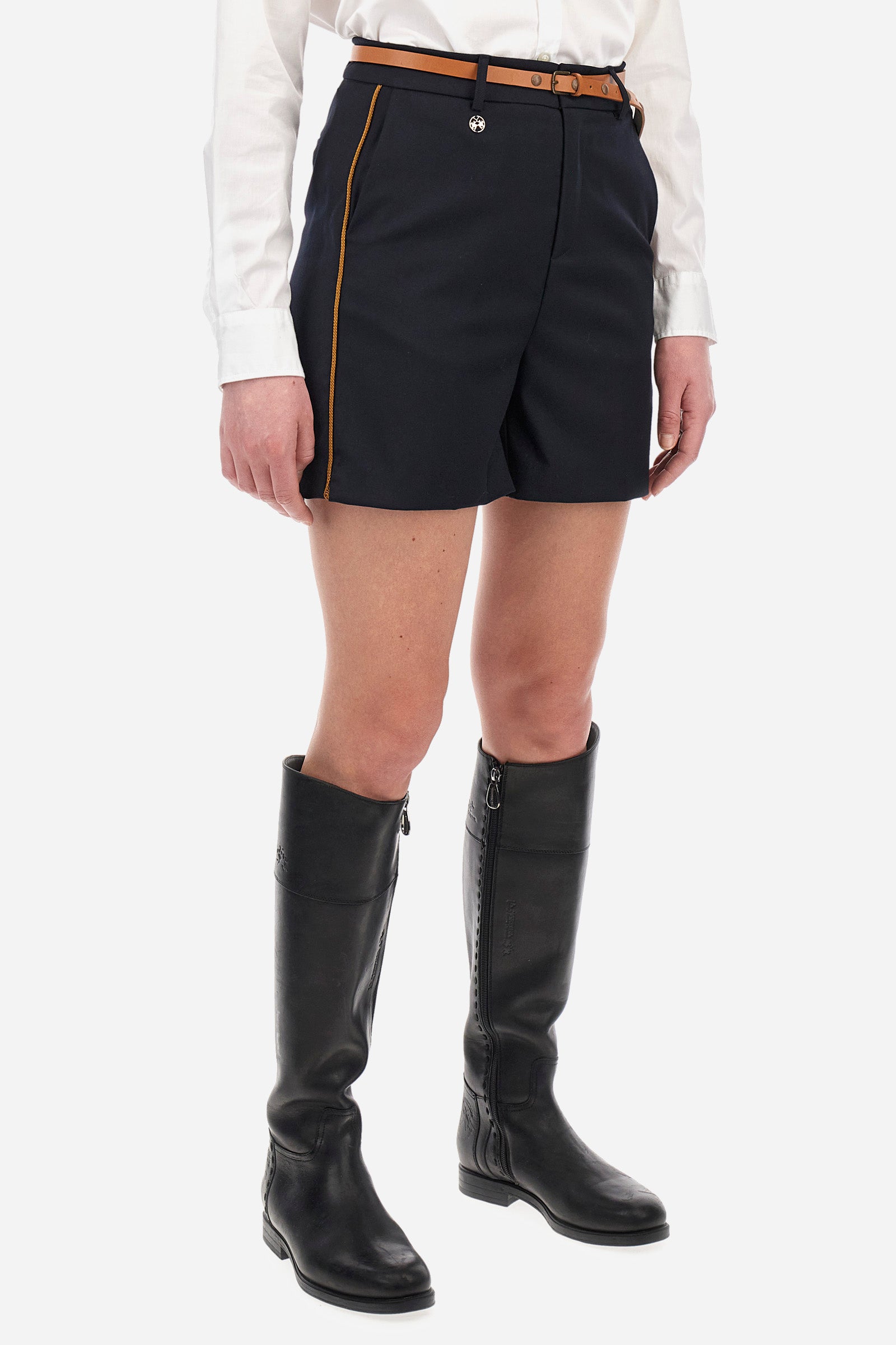 Regular fit Bermuda shorts in synthetic fabric - Zaina