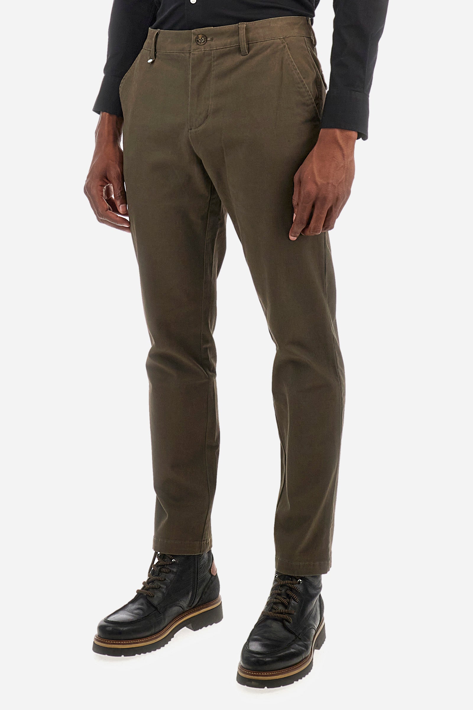 Pantalón chino de algodón elastizado y corte recto - Zenovio