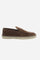 Men’s espadrilles made from unlined suede, lightweight and breathable, ideal for everyday summer wear. The clean design is enhanced by the burned horse logo on the side, a distinctive feature of the model. The braided rope sole with rubber outsole ensures comfort, durability, and stability, completing a shoe with an informal yet refined character. Perfect for those seeking versatile style with an authentic feel. - Brown                                                                                         