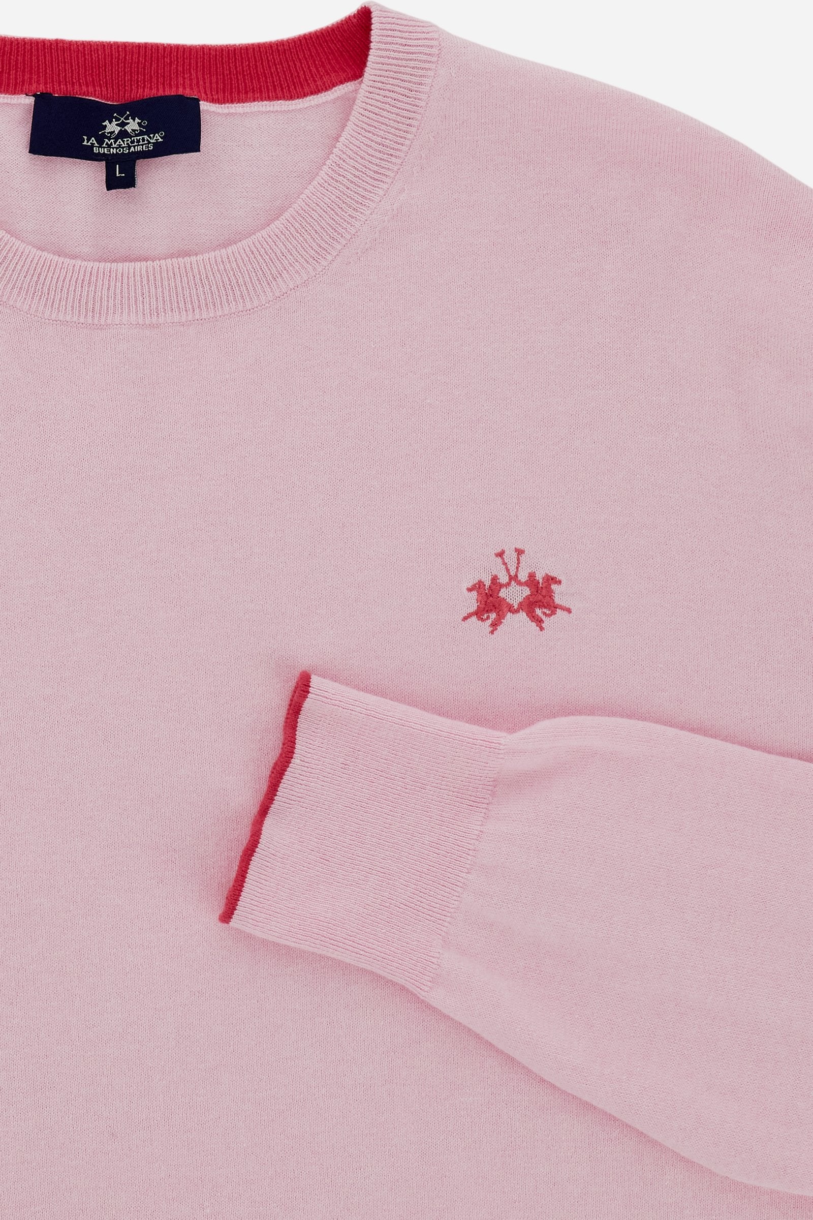 Crewneck sweater in lightweight 100% cotton with a regular fit. Ribbed collar, cuffs and hem. Contrast details inside the neckline, echoed on the cuffs, and embroidered logo on the chest. - FairTale                                                                                                                                                                                                                                                                                                                          