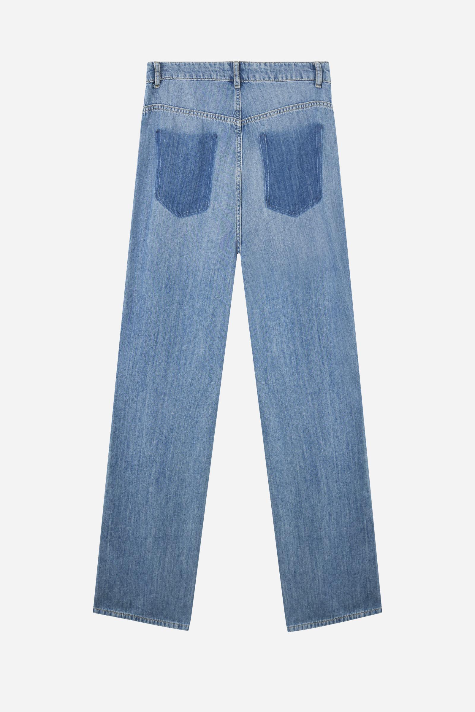Women's relaxed light indigo cotton denim jeans - Emilie