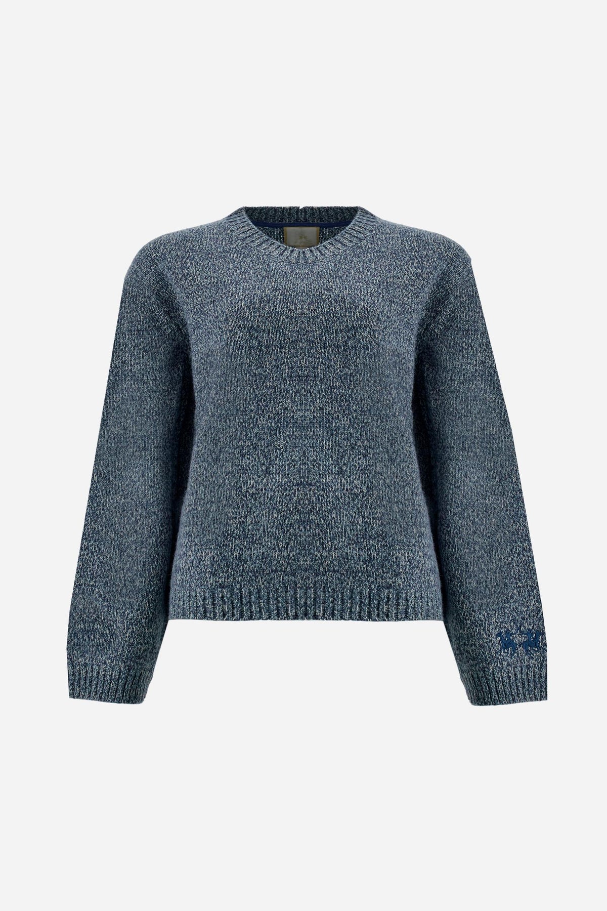 Women's crew neck sweater in melange lambswool blend - Edith