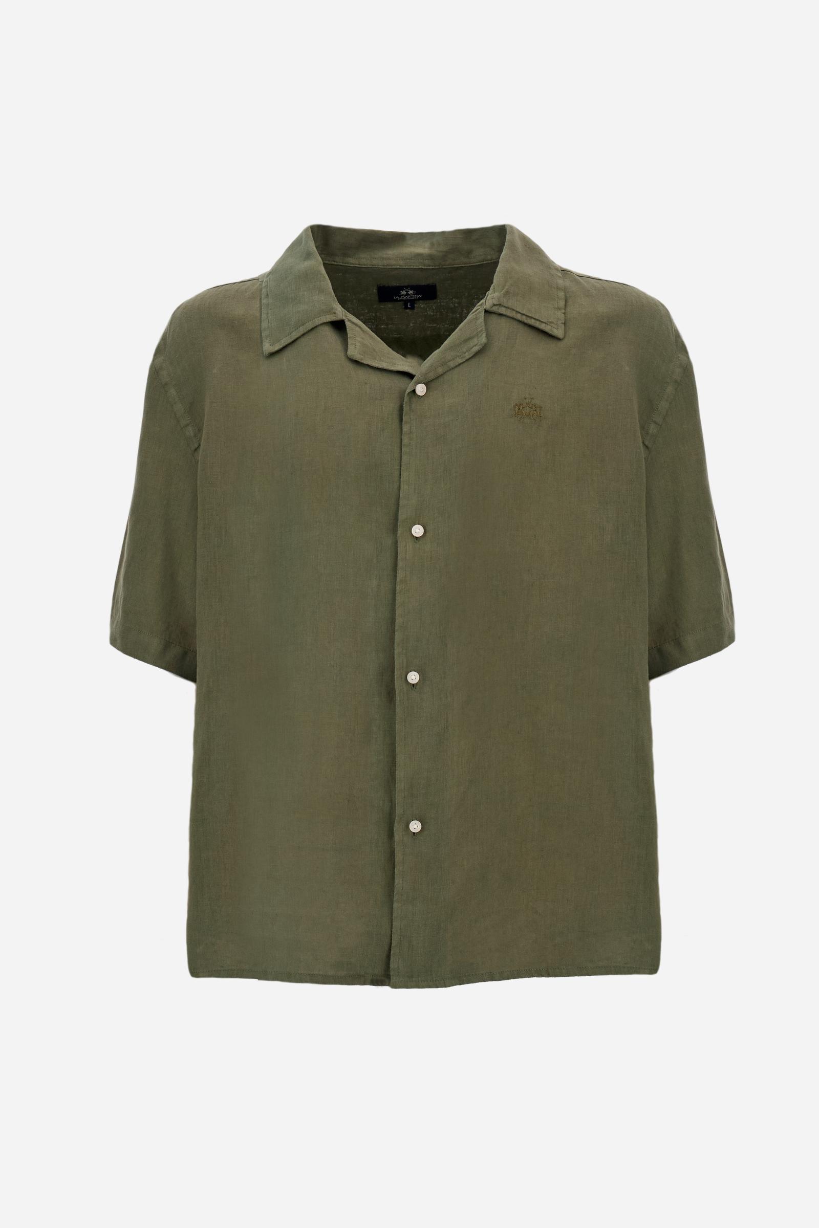 Men's bowling shirt in pure linen relaxed fit summer style