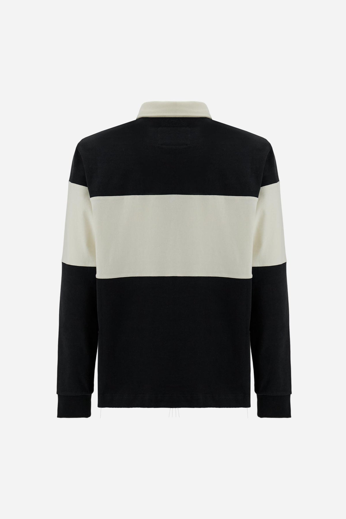 Men's rugby polo, heavy cotton jersey with large stripe - Dion