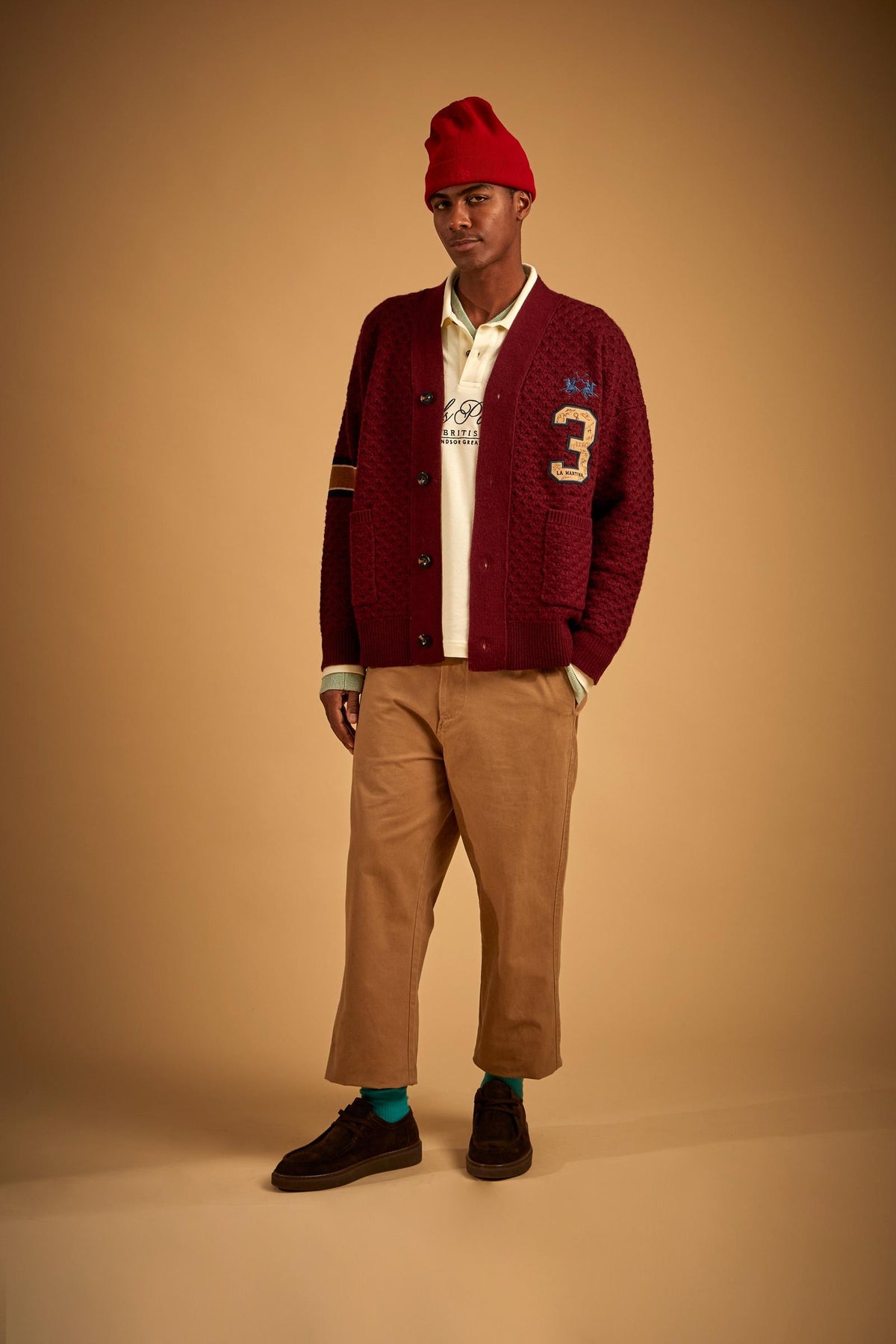 Men's cable knit cardigan in lambswool - Elric