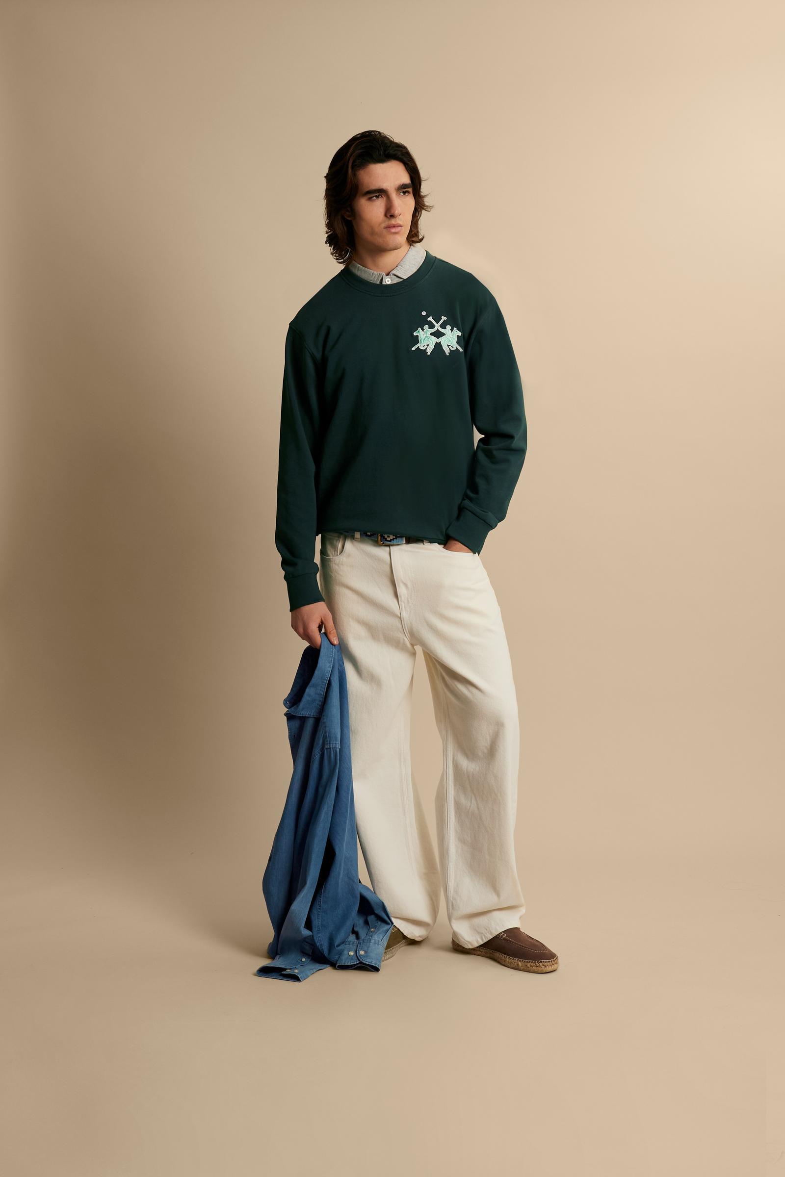 Men's crewneck sweatshirt in french terry with maxi logo - Chuy
