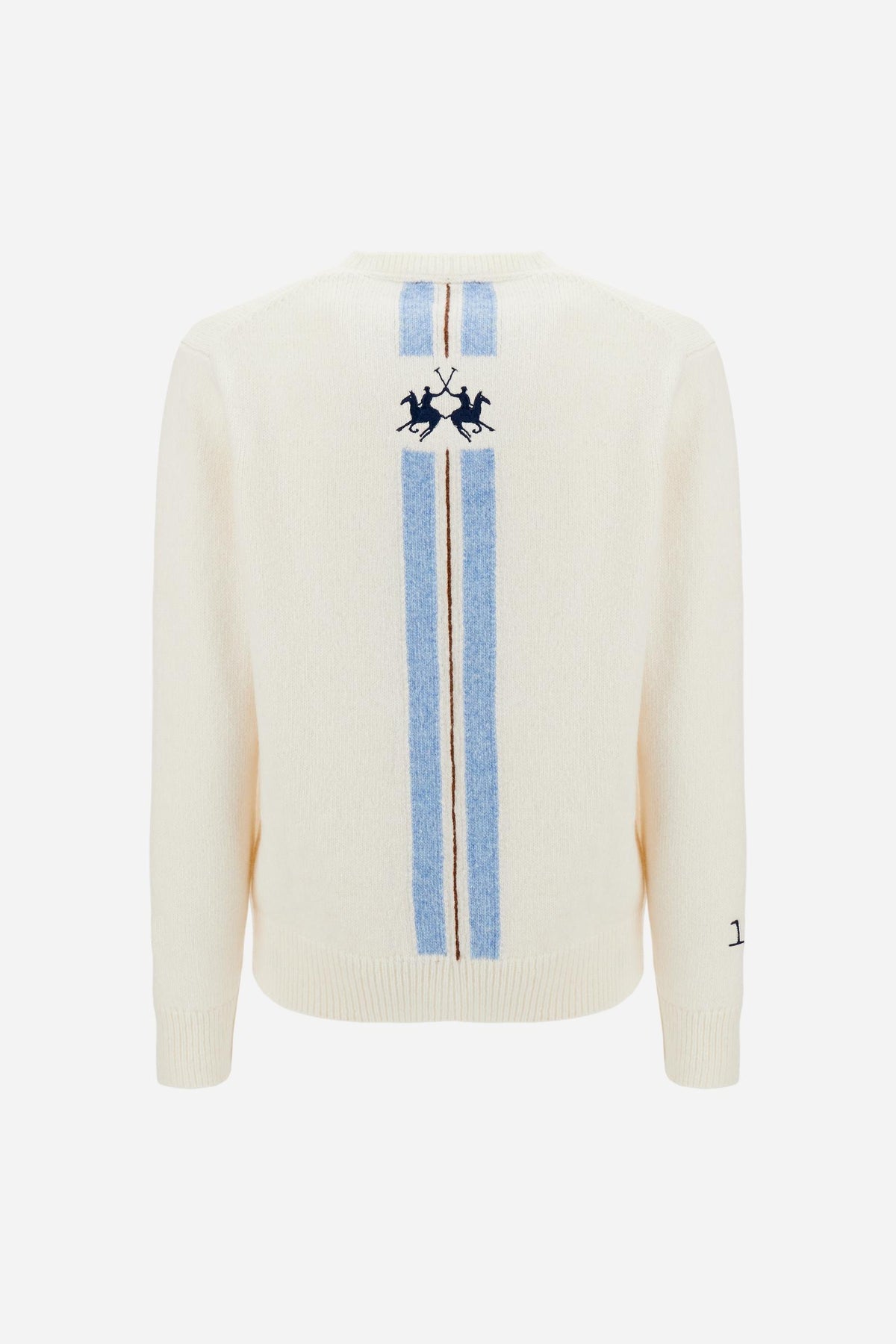 Men's crew neck sweater with alpaca blend, striped Argentina - Elmer