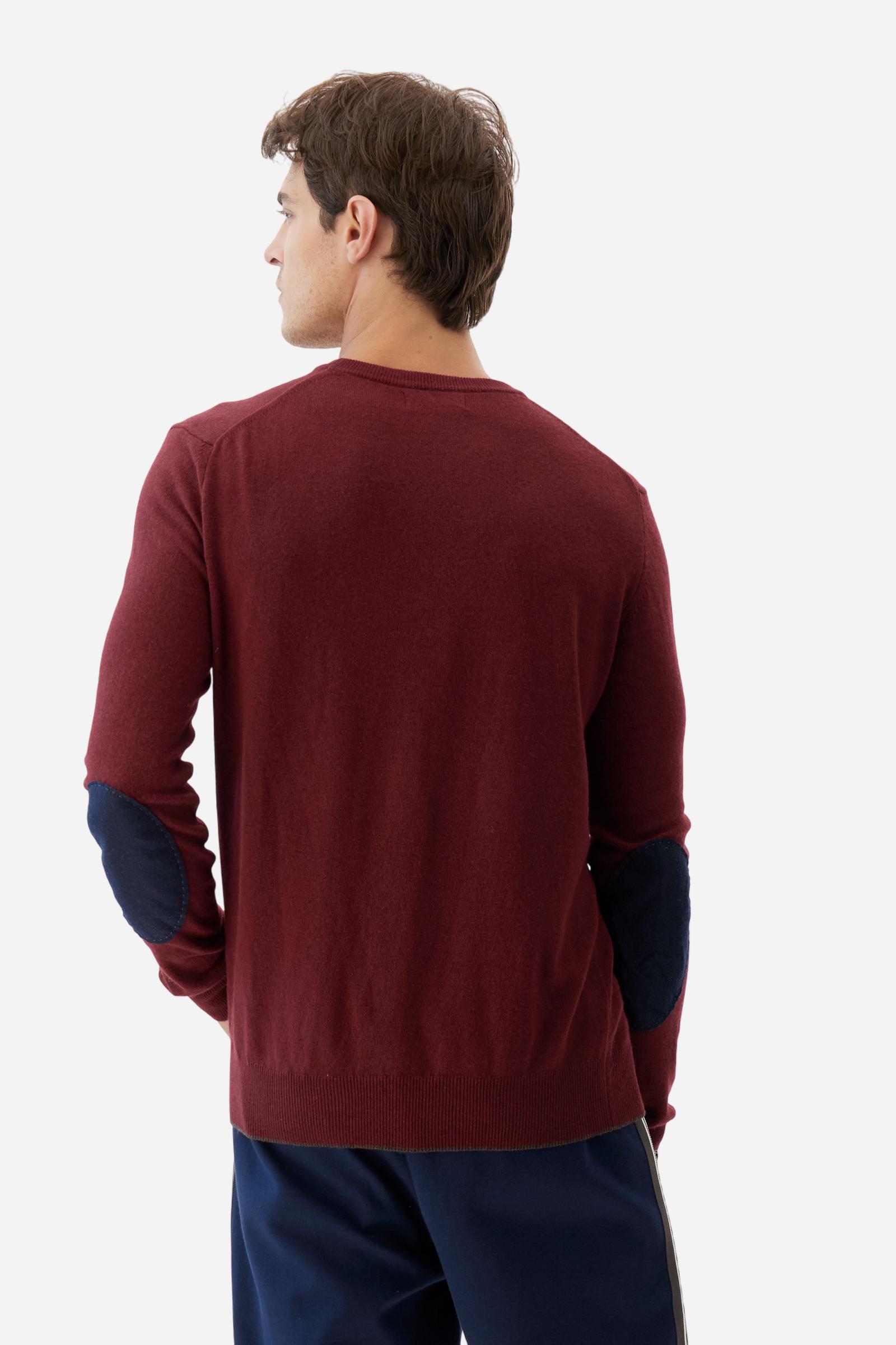 Men’s crew neck sweater with elbow patches - Bobbiejo