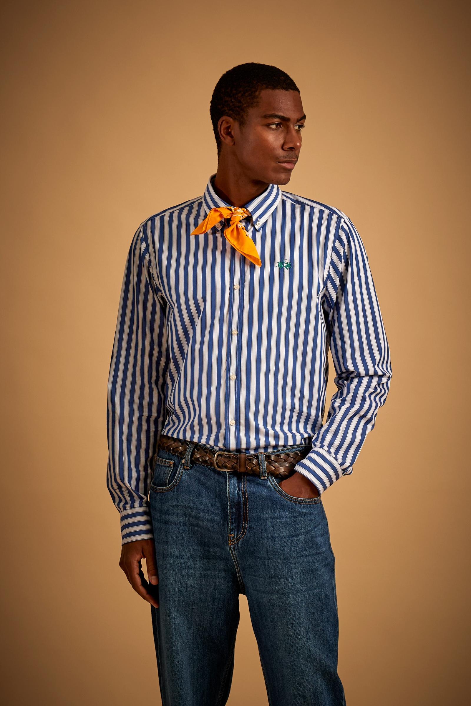 MAN L/S SHIRT STRIPED POPELINE