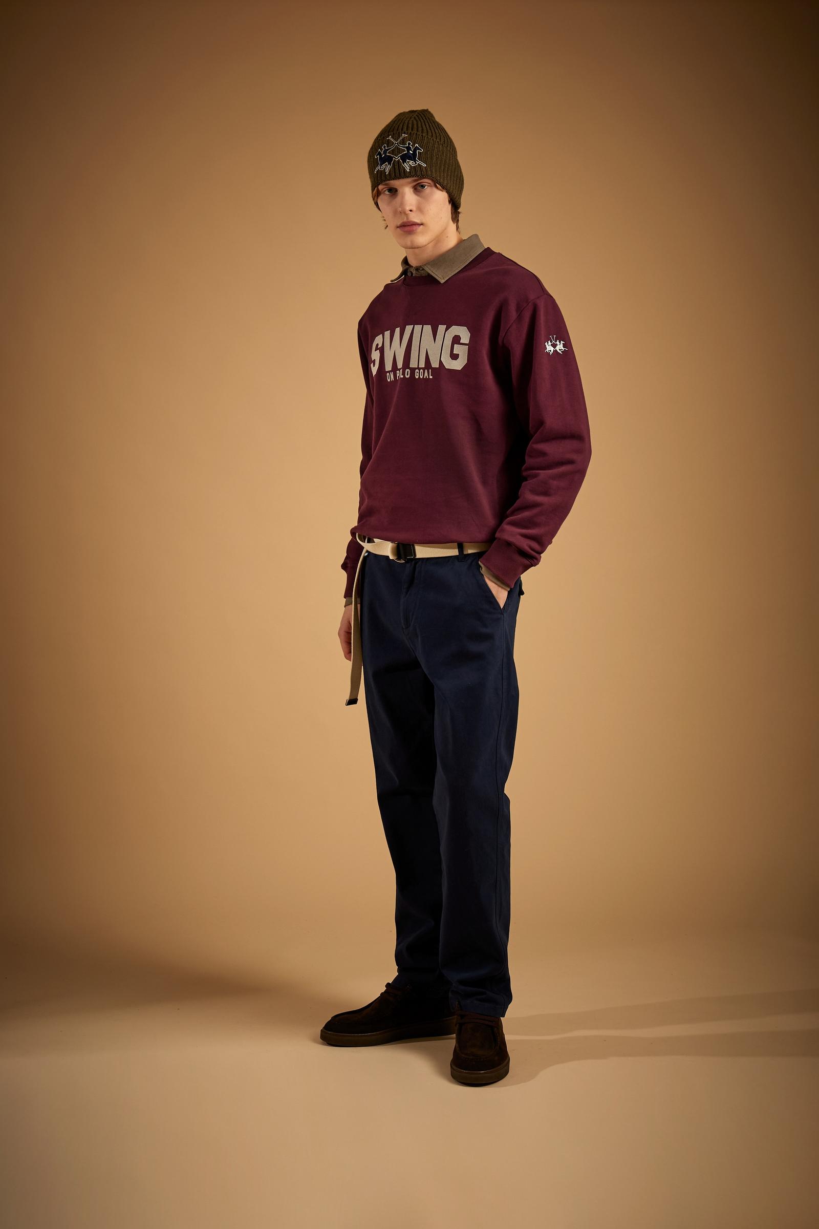 Herren-Sweatshirt mit Rundhalsausschnitt aus Baumwollfleece Swing on Polo - Dionigi