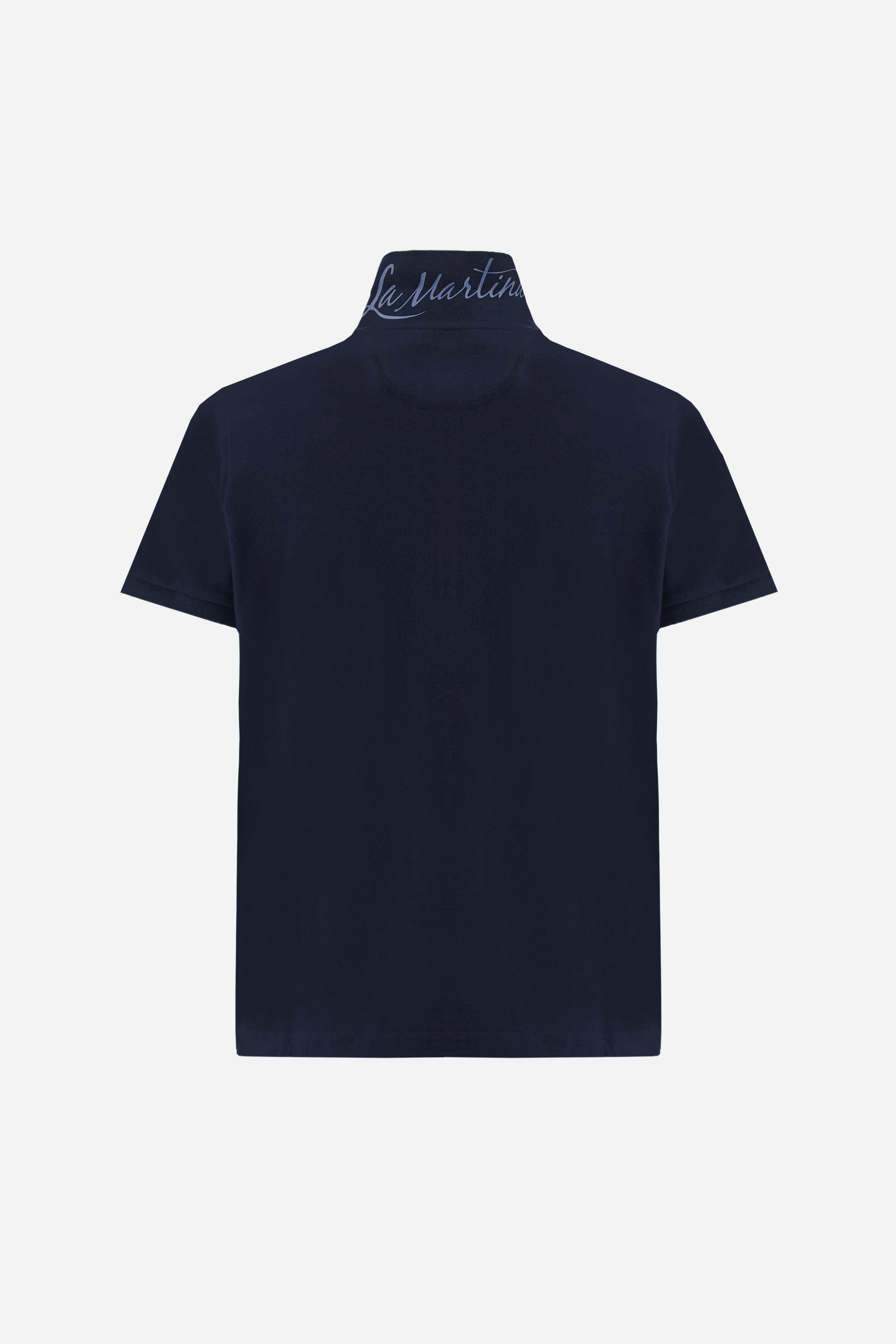 Women’s stretch piqué polo with under-collar lettering - Clarissa
