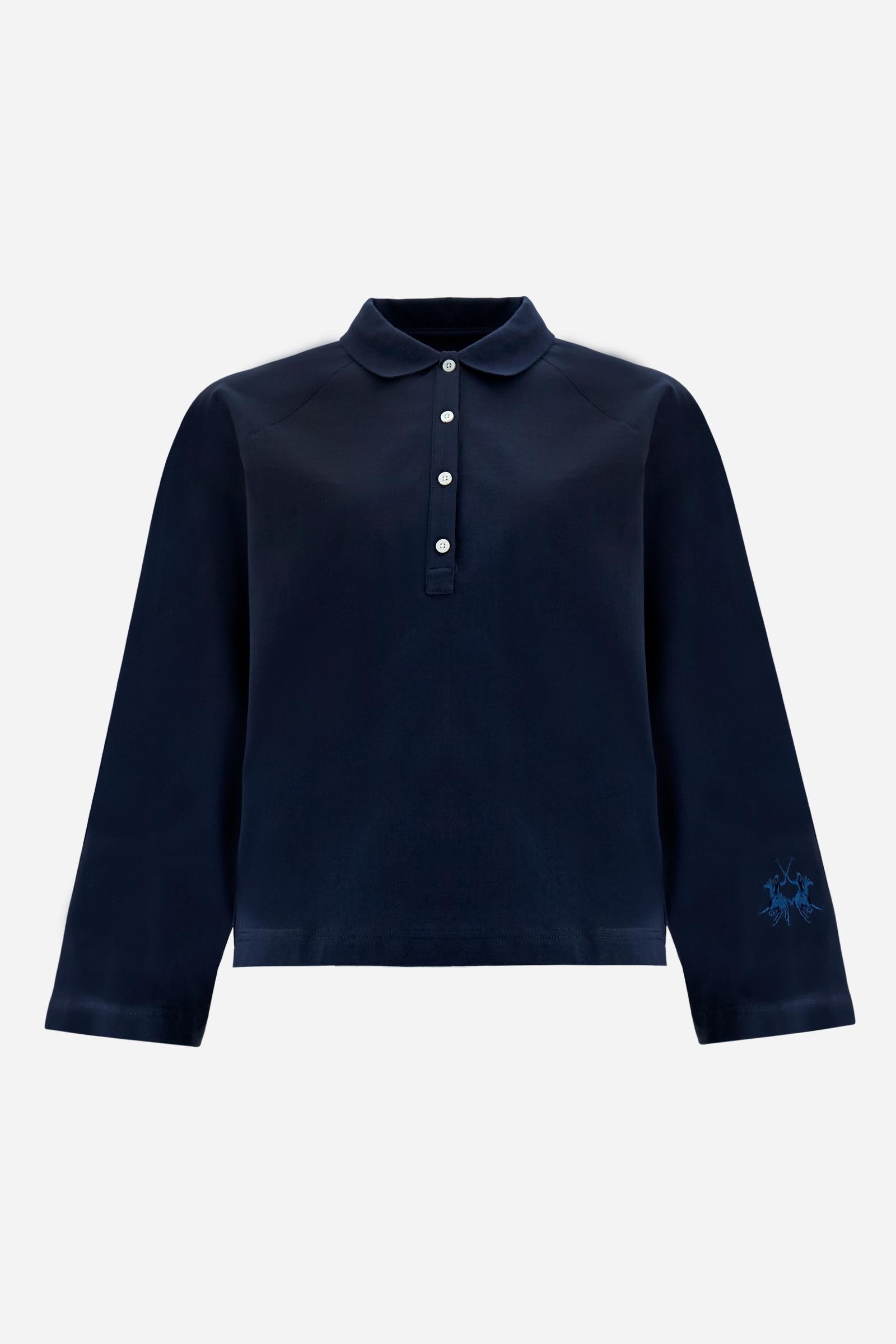 Women’s long-sleeve heavy cotton jersey polo shirt – Catalina