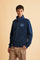 Men’s cotton sweatshirt with regular fit and full front opening, Iconic patch on the sleeve and embroidered team logo on the chest. - Navy