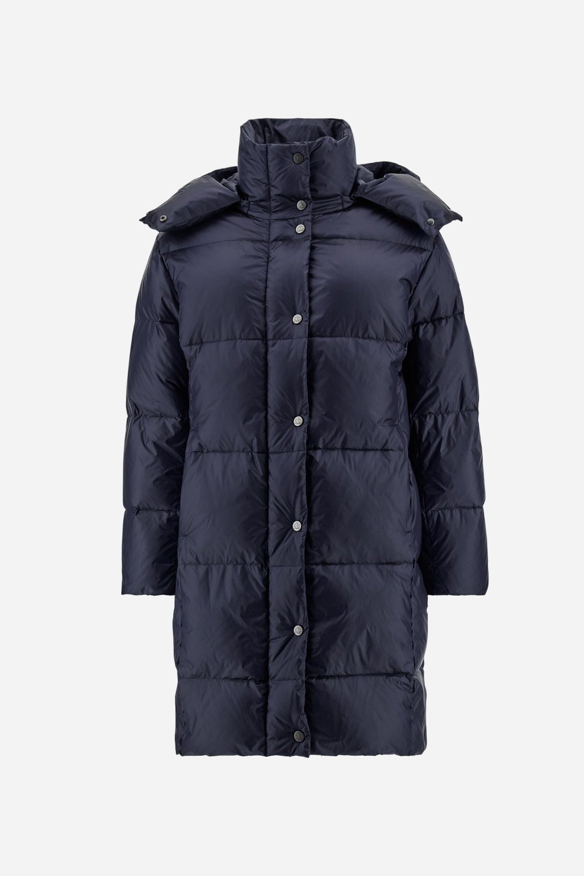 Long women's down jacket in iridescent nylon, feather-padded - Demi