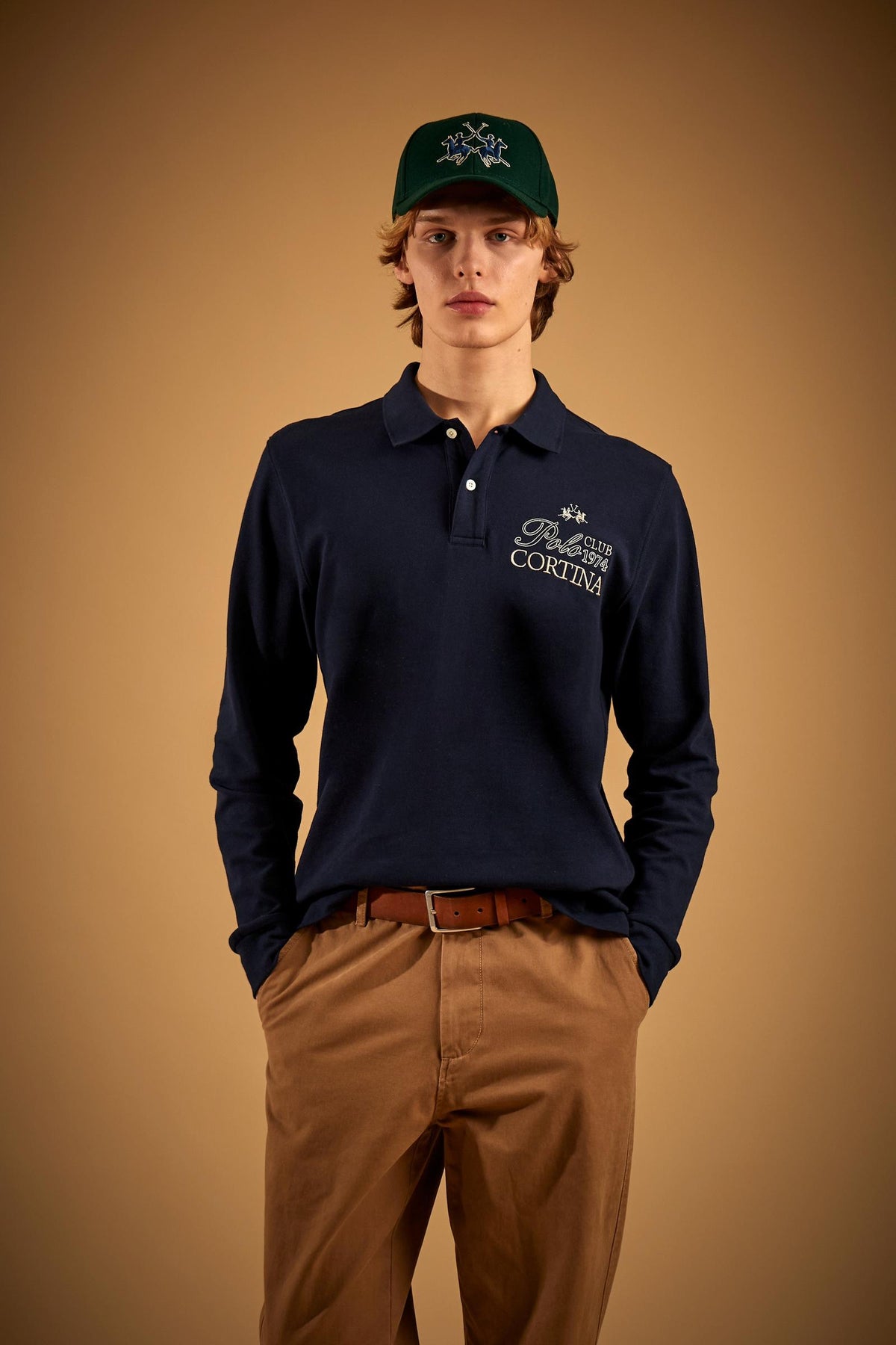 Herren Polo mit langen Ärmeln aus Baumwoll-Piqué Polo Club Cortina – Egbert