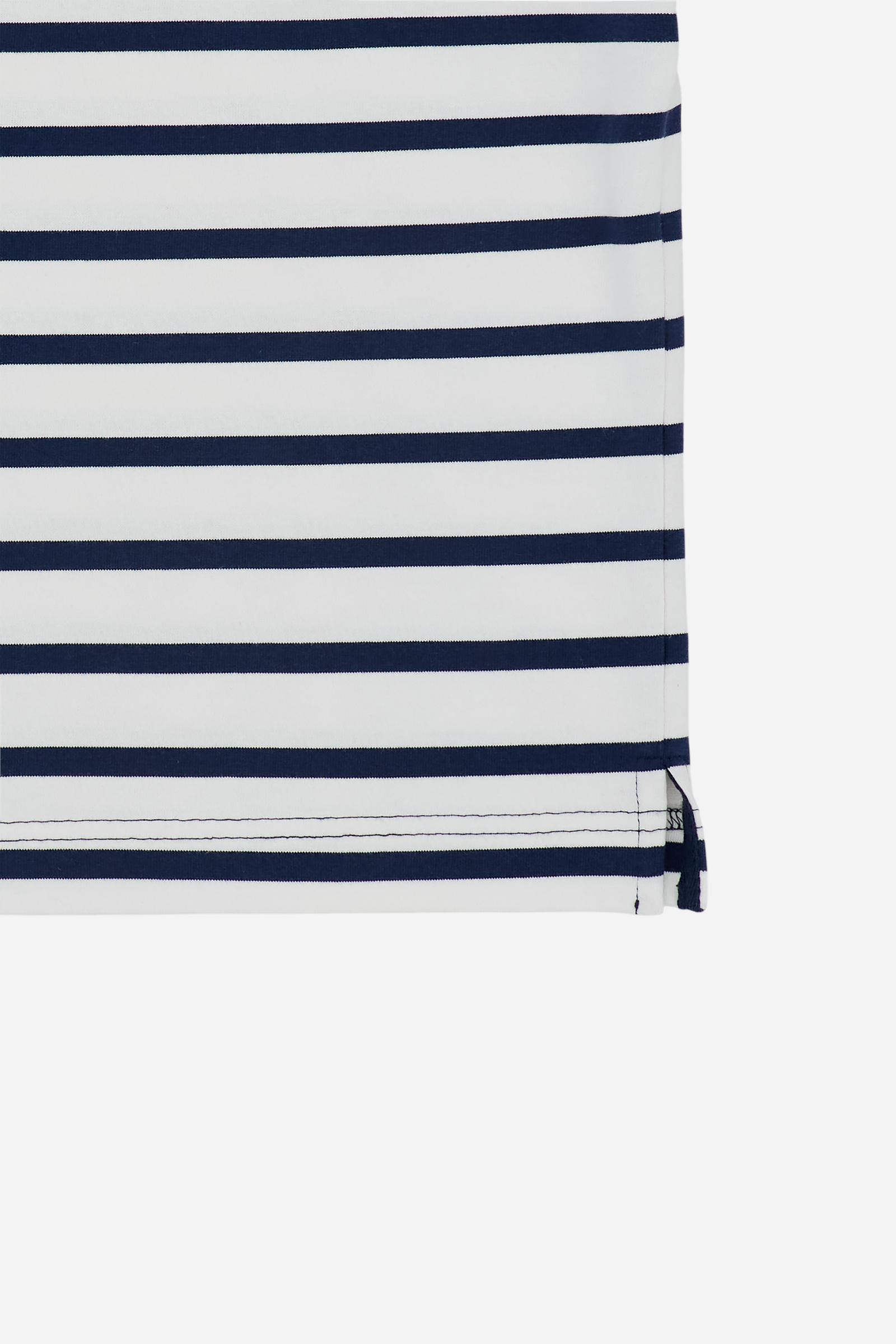 Men’s short-sleeved striped heavy jersey polo shirt - Claudius