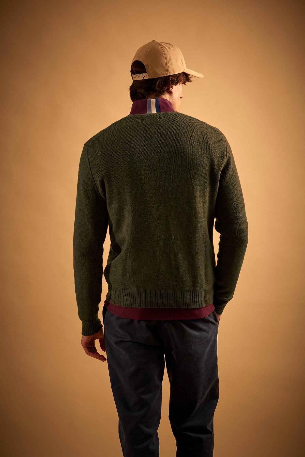 Herren Rundhalsausschnitt Merinowolle Pullover mit großem Logo - Eval