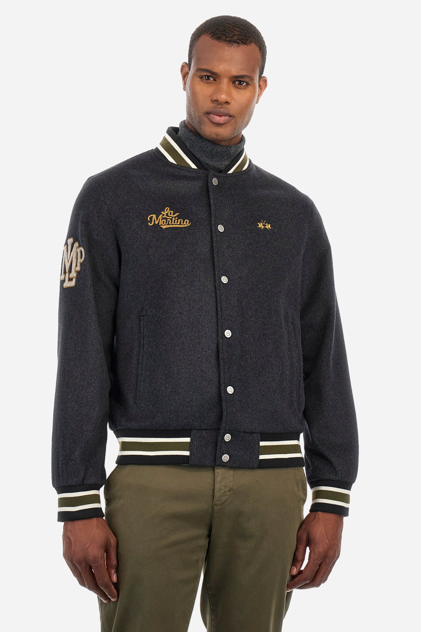 Regular fit bomber jacket in wool and cashmere - Zeus