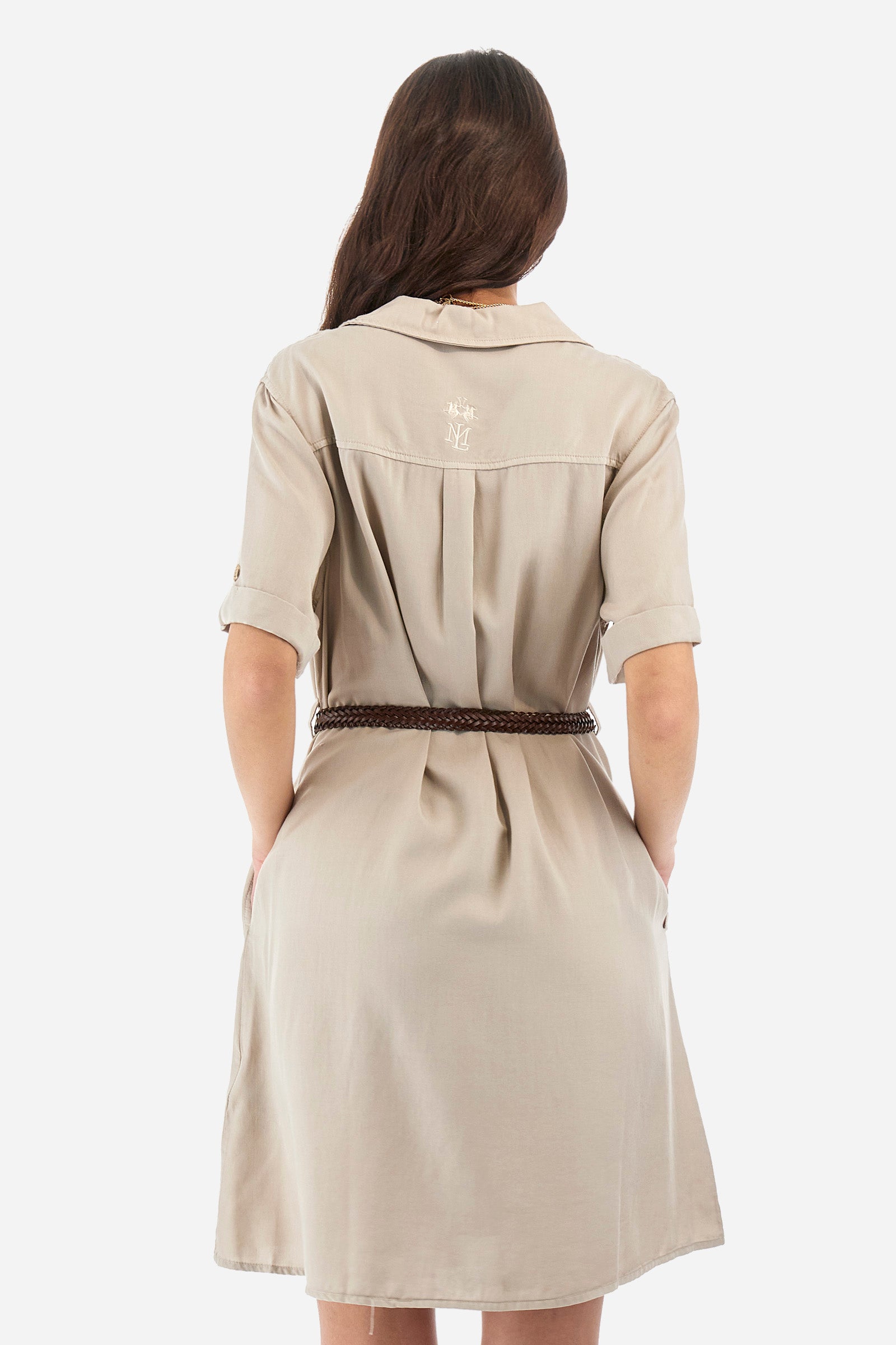 Regular fit short sleeve dress in tencel - Yeruscha
