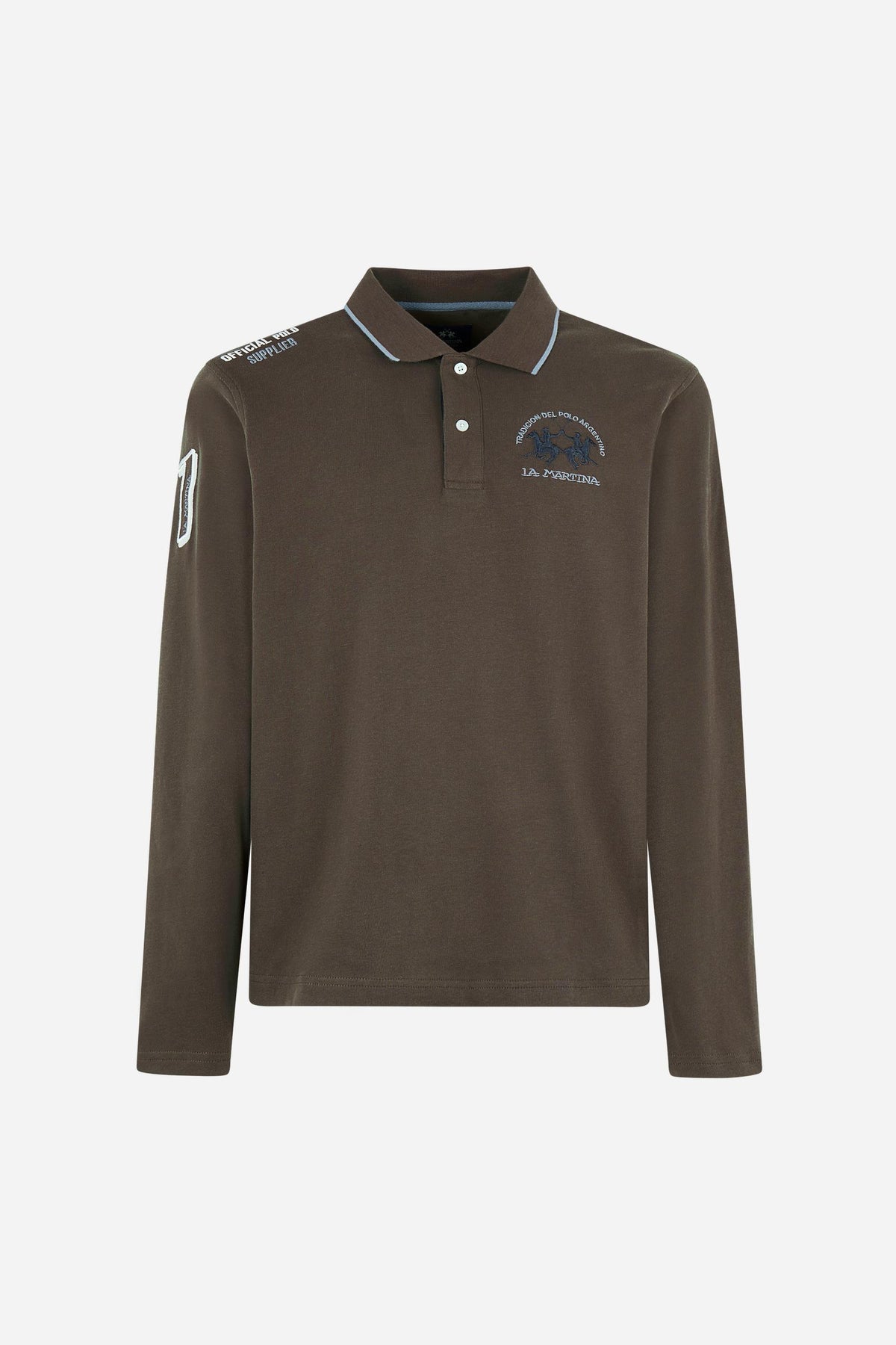 Herren-Polo aus Baumwolle mit langen Ärmeln Flaviano