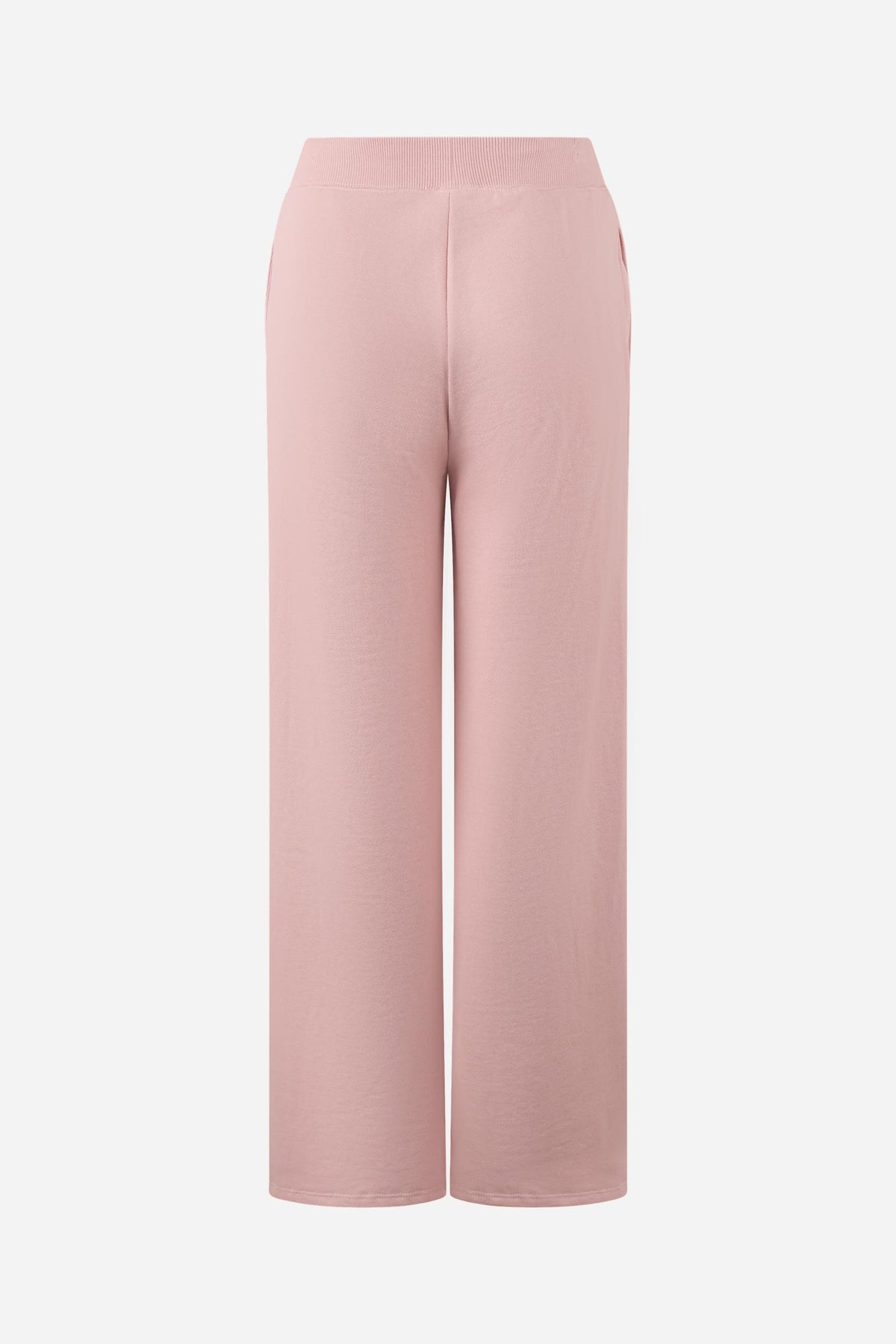 Women's pants in soft brushed cotton with an elastic waistband, adjustable drawstring, vertical side pockets, and a relaxed wide-leg fit for all-day comfort. - Pale Mauve