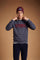 Men’s long-sleeve sweatshirt in soft 100% cotton with ribbed collar, cuffs, and hem. Relaxed fit with dropped shoulders and bold polo-inspired front print. - Navy Blazer