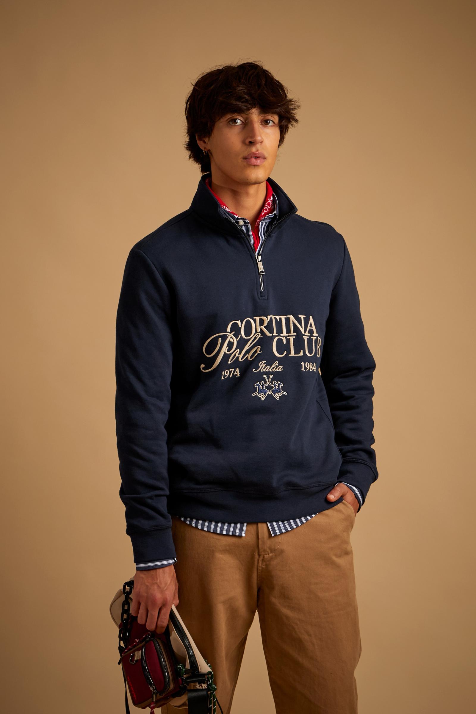 Herren-Sweatshirt mit halbem Reißverschluss aus angerauter Baumwolle Cortina - Dominic