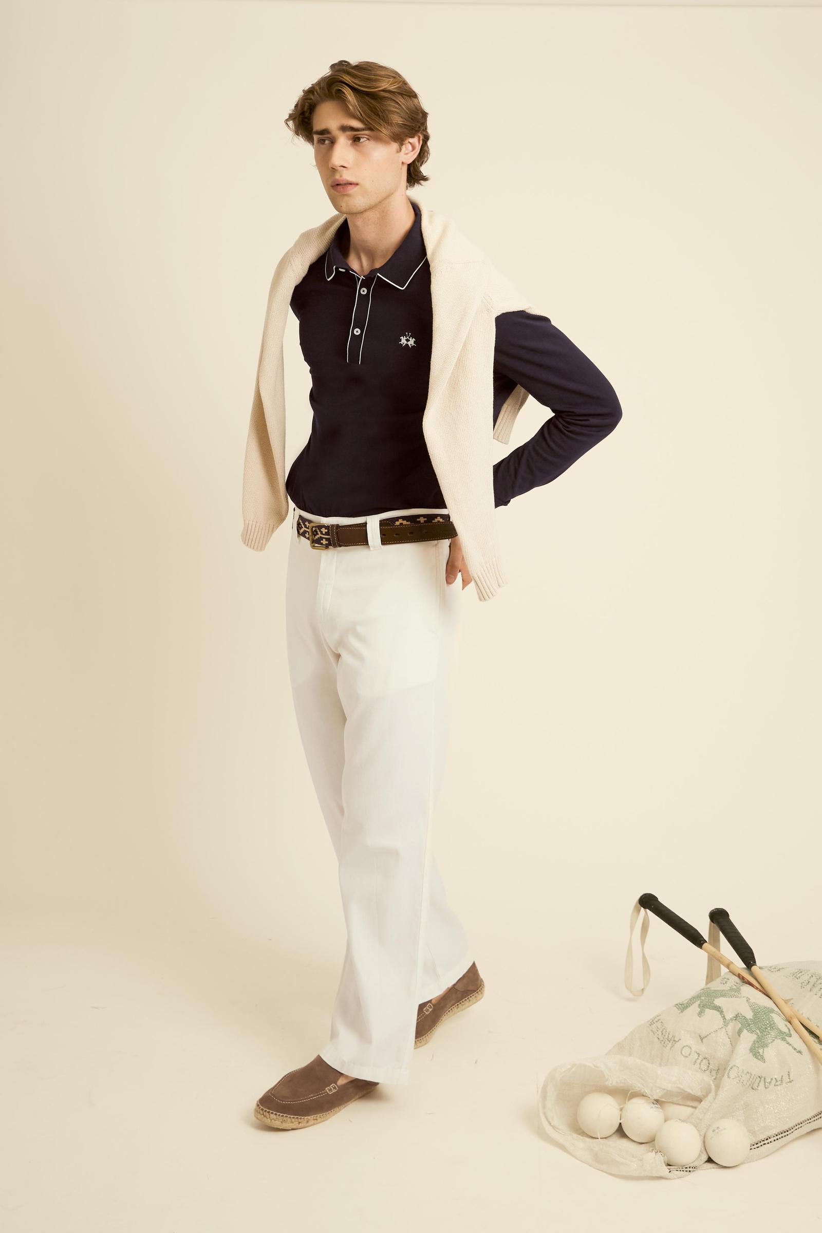 Men’s long-sleeve silk touch cotton polo - Crisanto