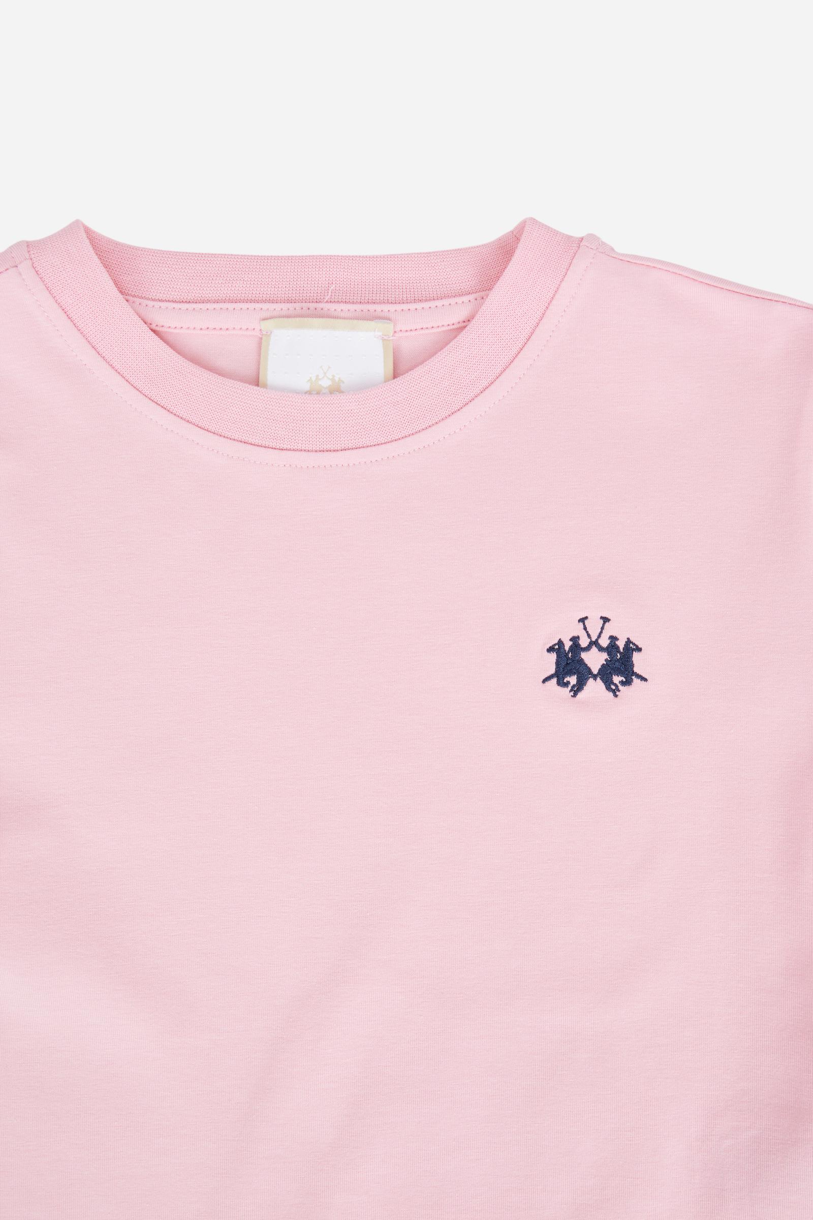 Short-sleeved T-shirt for girls made from 100% cotton jersey. The crew-neck style features a ribbed collar, regular fit and cropped line. The brand logo embroidered on the chest in a contrast colour adds an essential and distinctive detail. A versatile T-shirt, perfect for casual looks with a contemporary feel. - FairTale