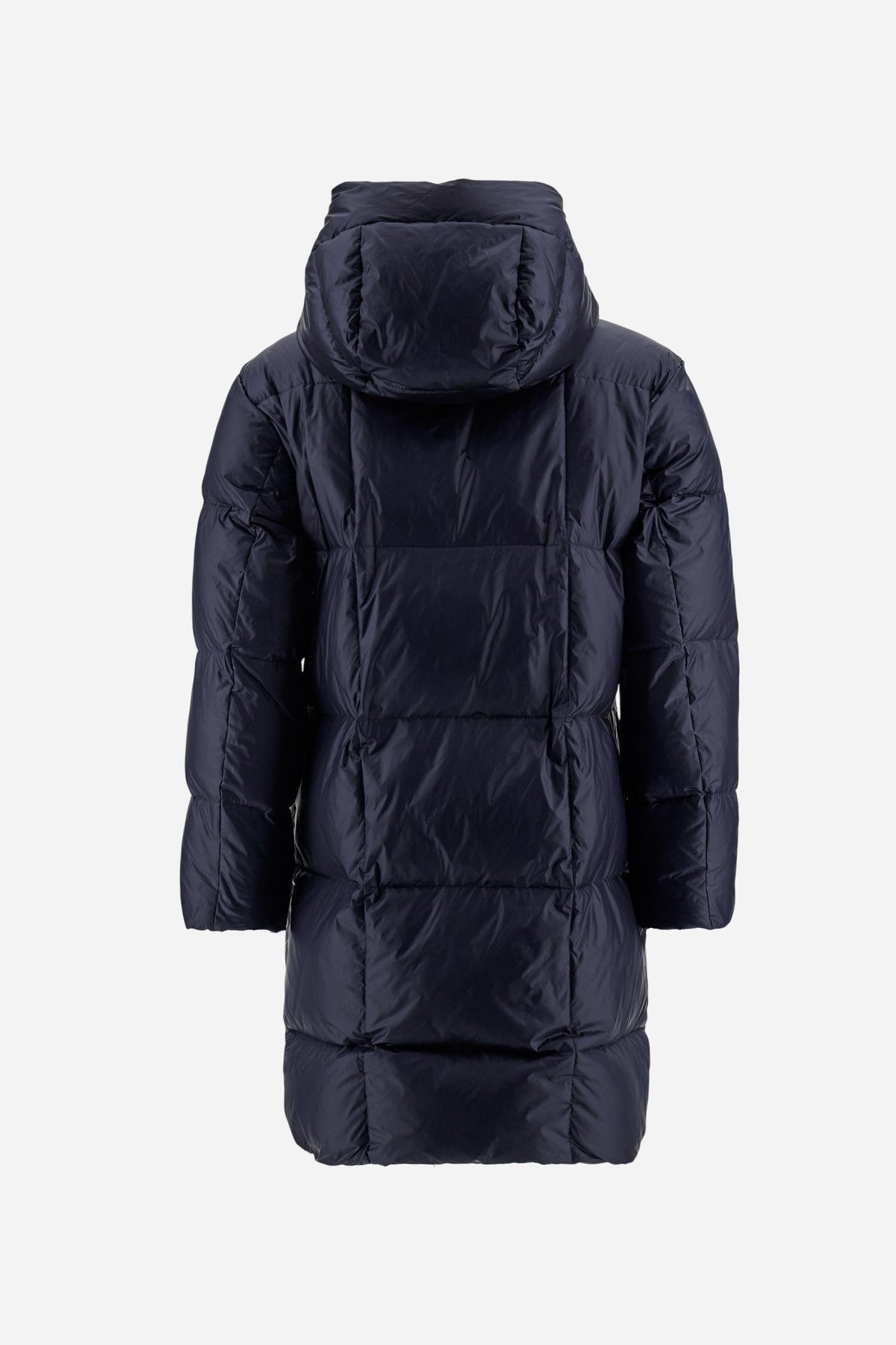 Long women's down jacket in iridescent nylon, feather-padded - Demi