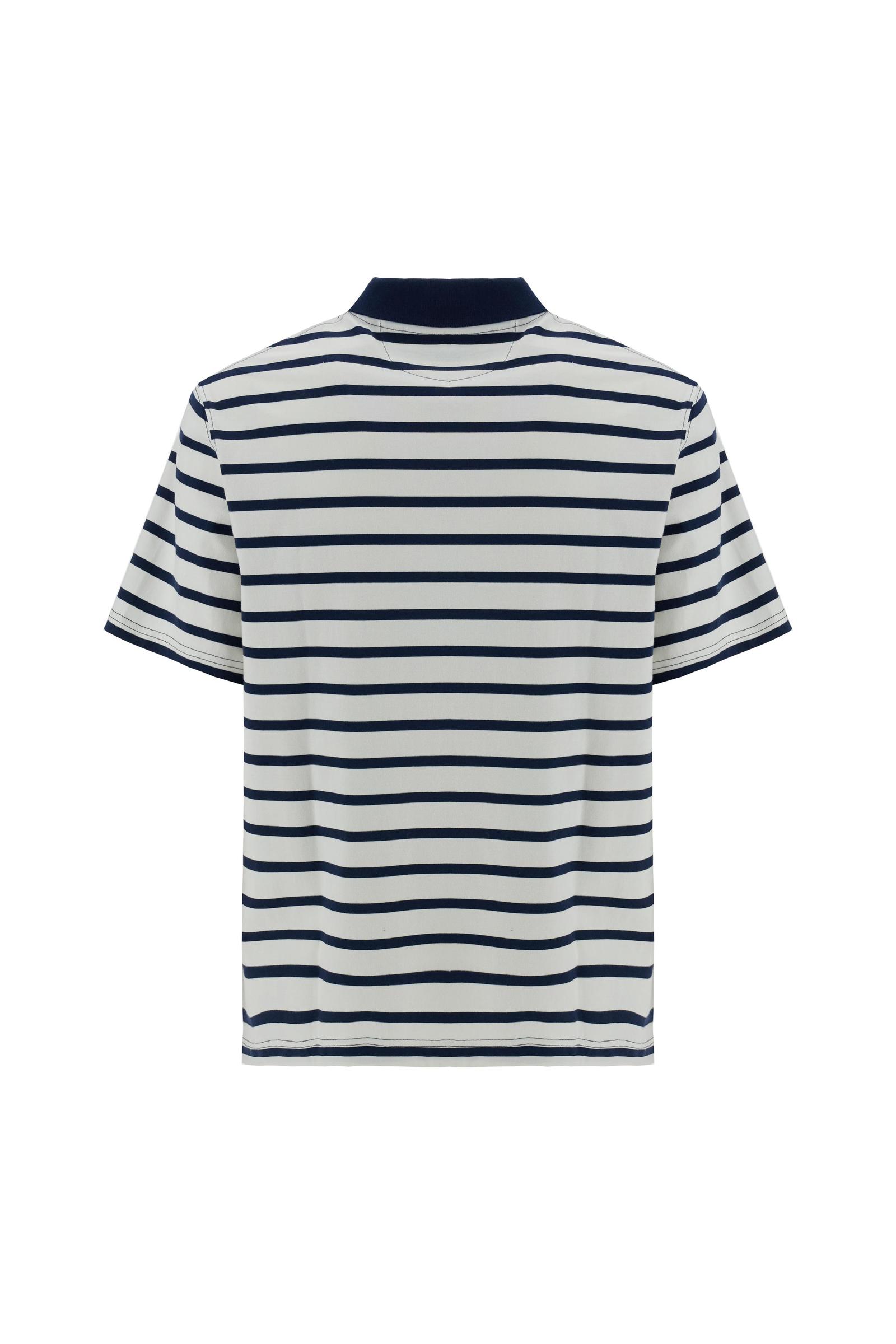 Men’s short-sleeved striped heavy jersey polo shirt - Claudius