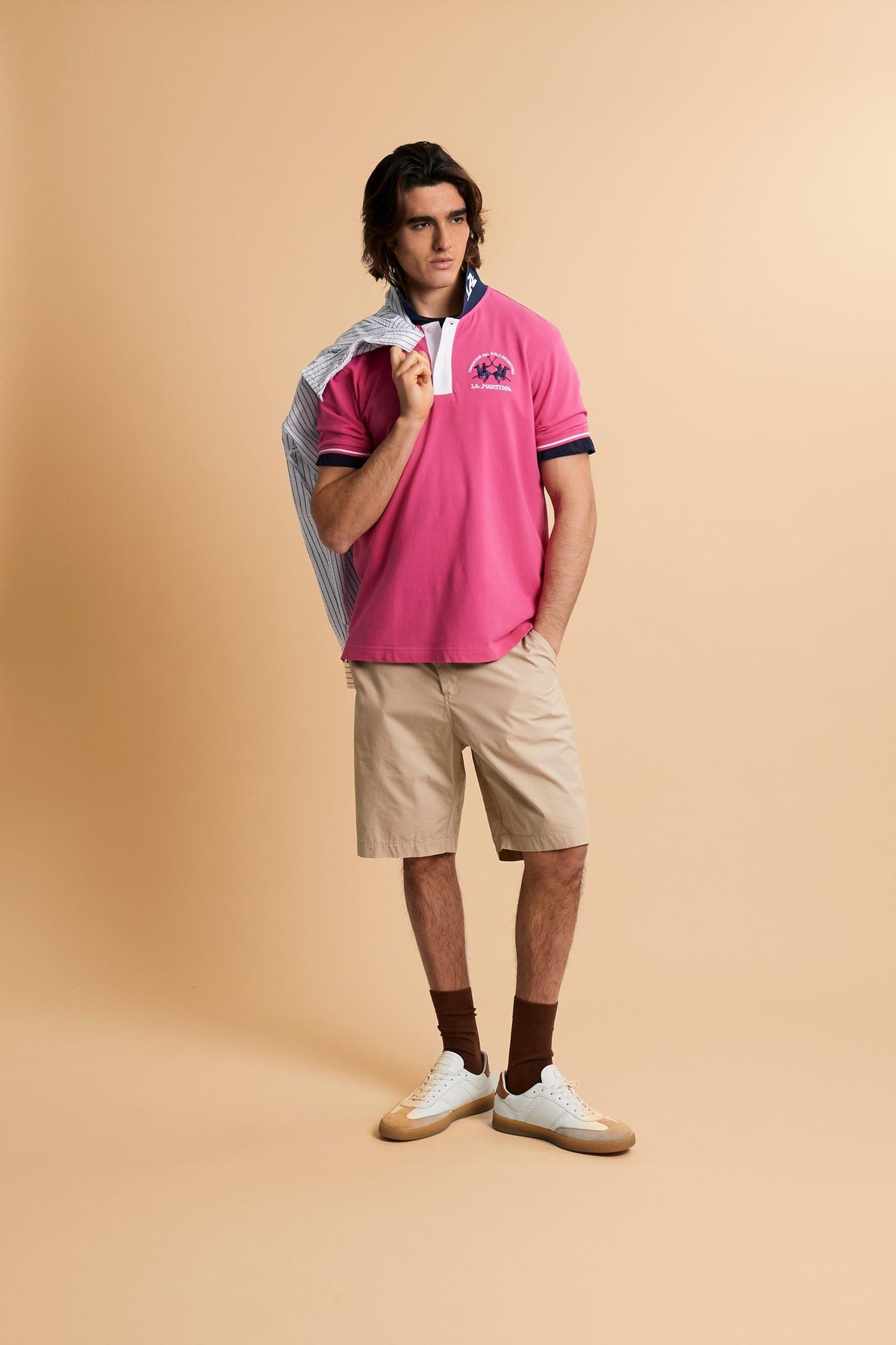 Men’s short sleeve stretch piqué polo shirt with contrast details – Trixie