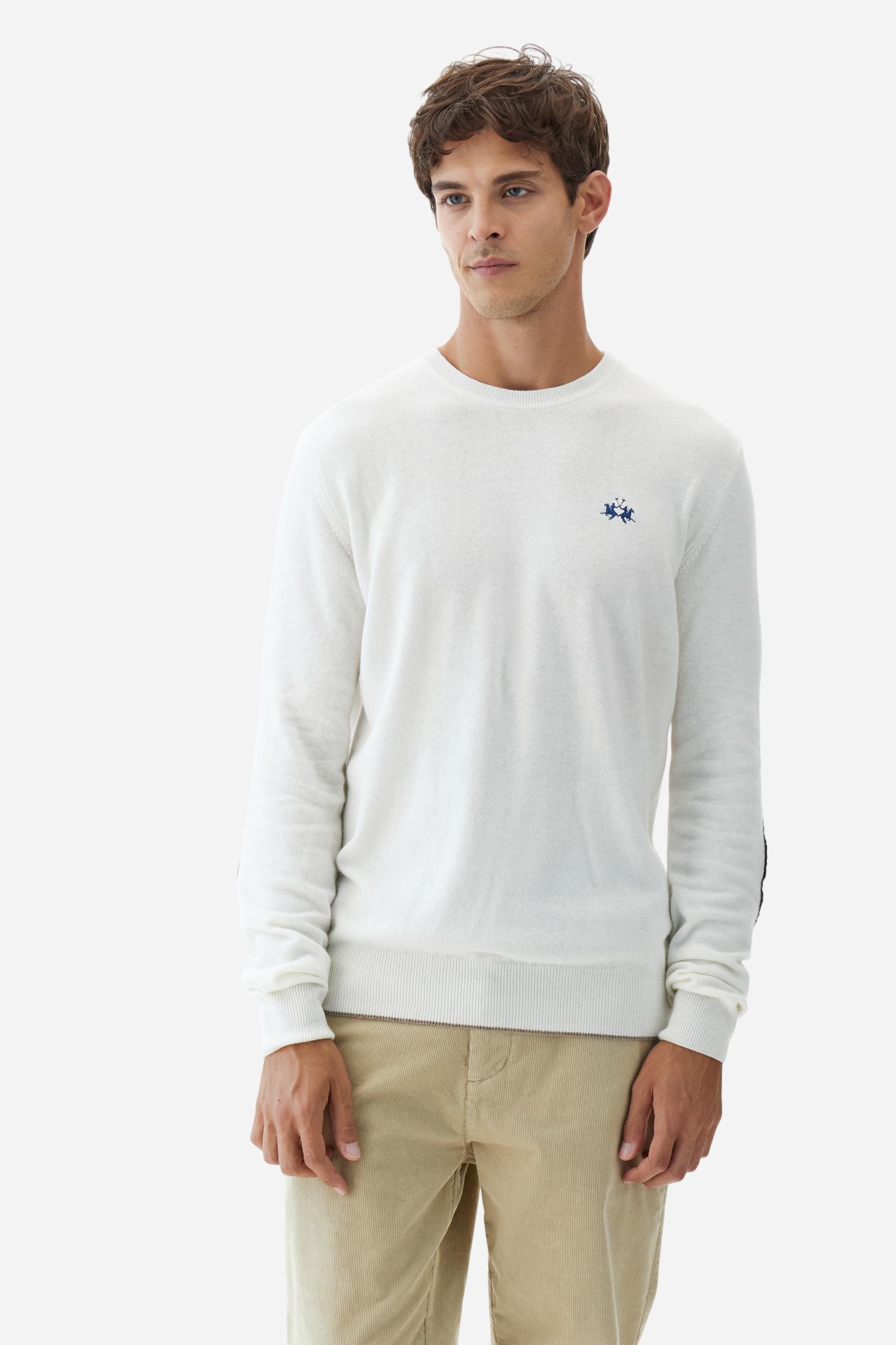 Men’s crew neck sweater with elbow patches - Bobbiejo