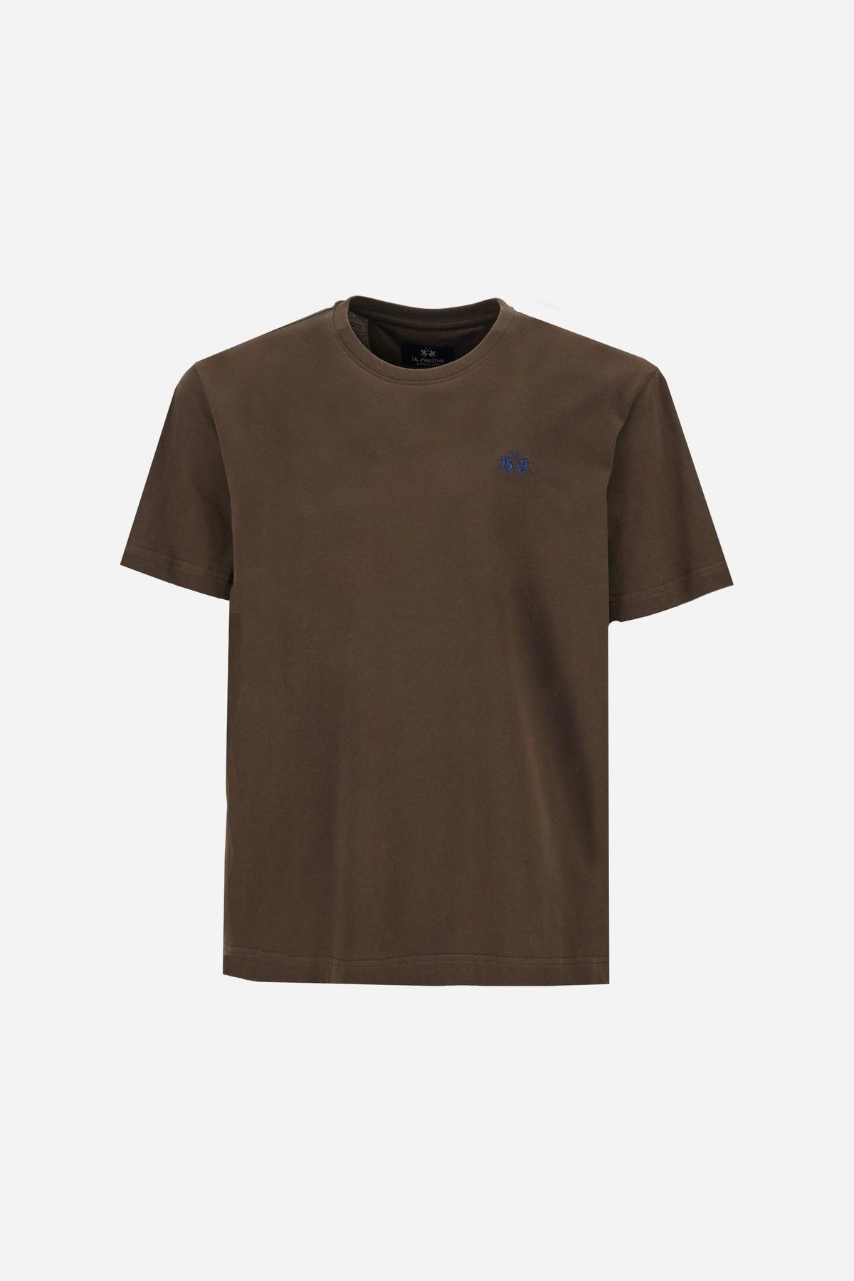 Men’s short sleeve cotton jersey T-shirt, essential style with contrast embroidered logo and regular fit. - Hot Fudge