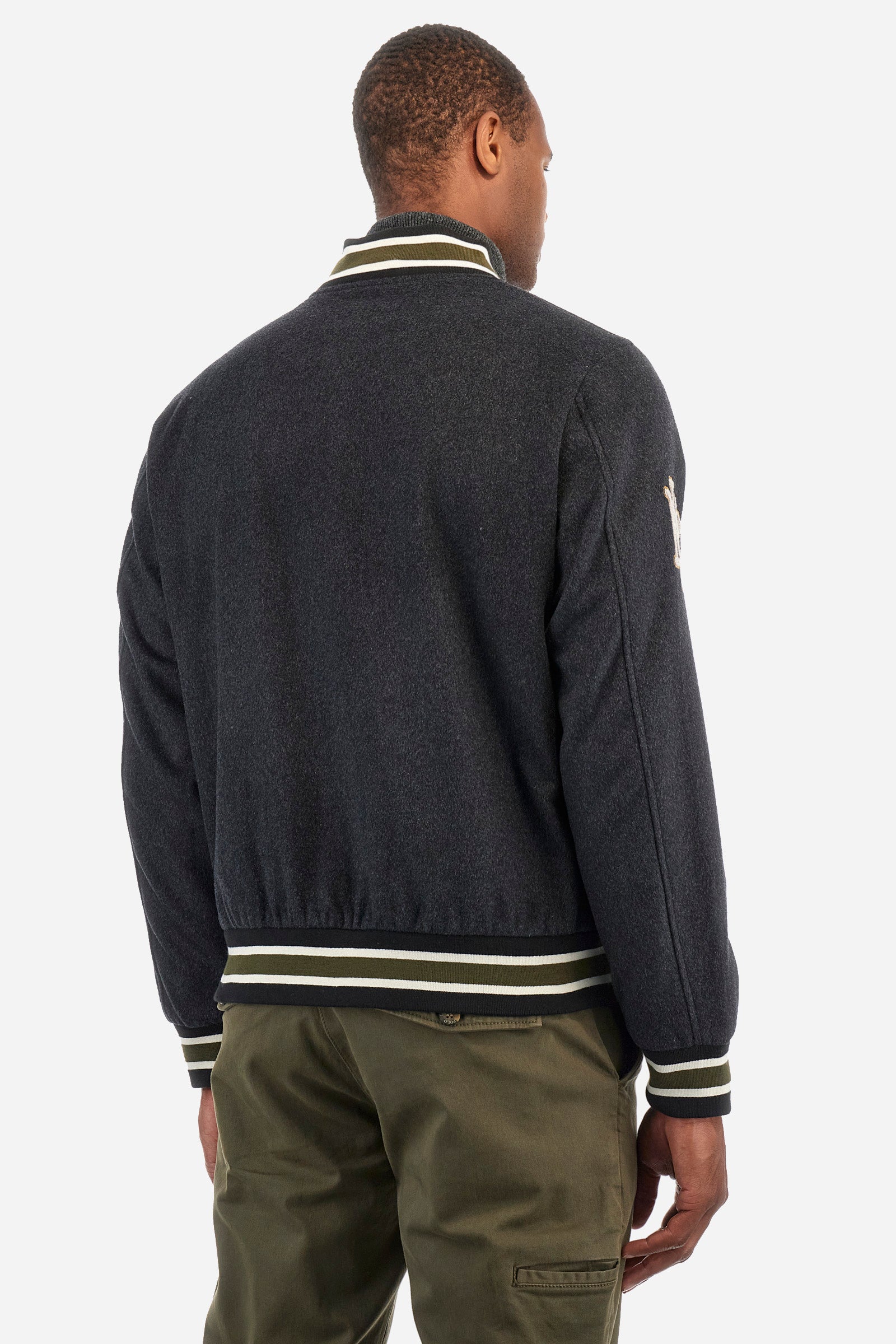 Regular fit bomber jacket in wool and cashmere - Zeus