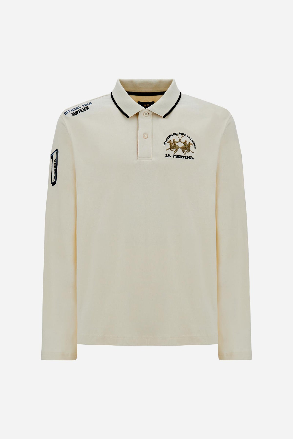 Herren-Polo aus Baumwolle mit langen Ärmeln Flaviano