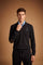 Men's long-sleeve cotton piqué polo with ribbed collar and cuffs, reinforced elbow patches, embroidered details, and a comfortable regular fit for lasting style. - Black