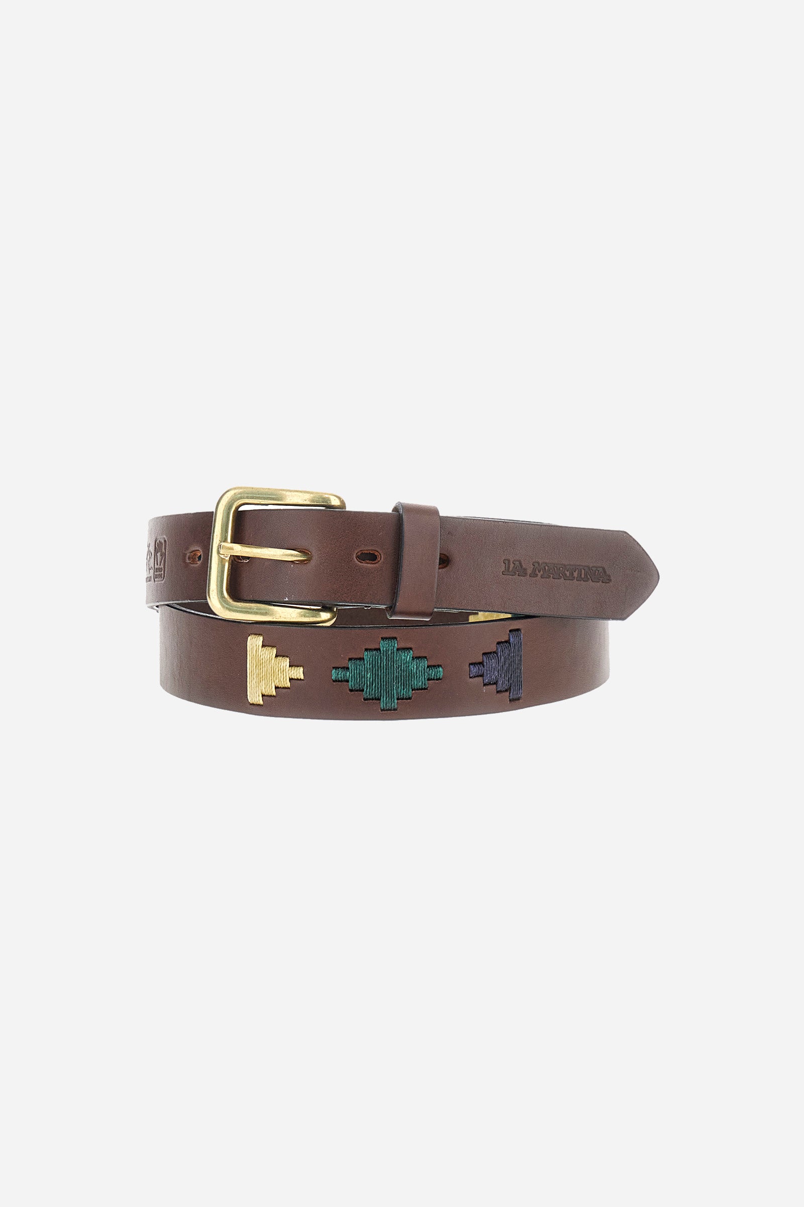 Ceinture homme en cuir avec broderie triangulaire – Argentina