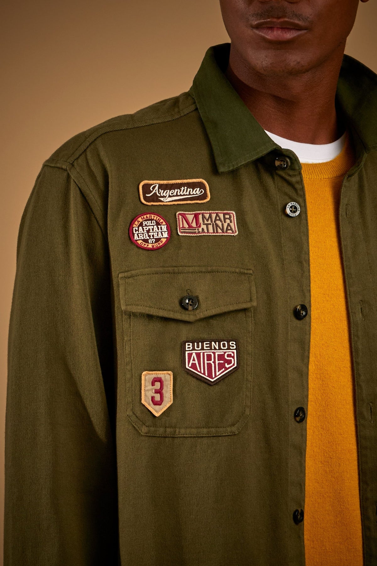 Men's cotton jersey shacket with patch - Davy