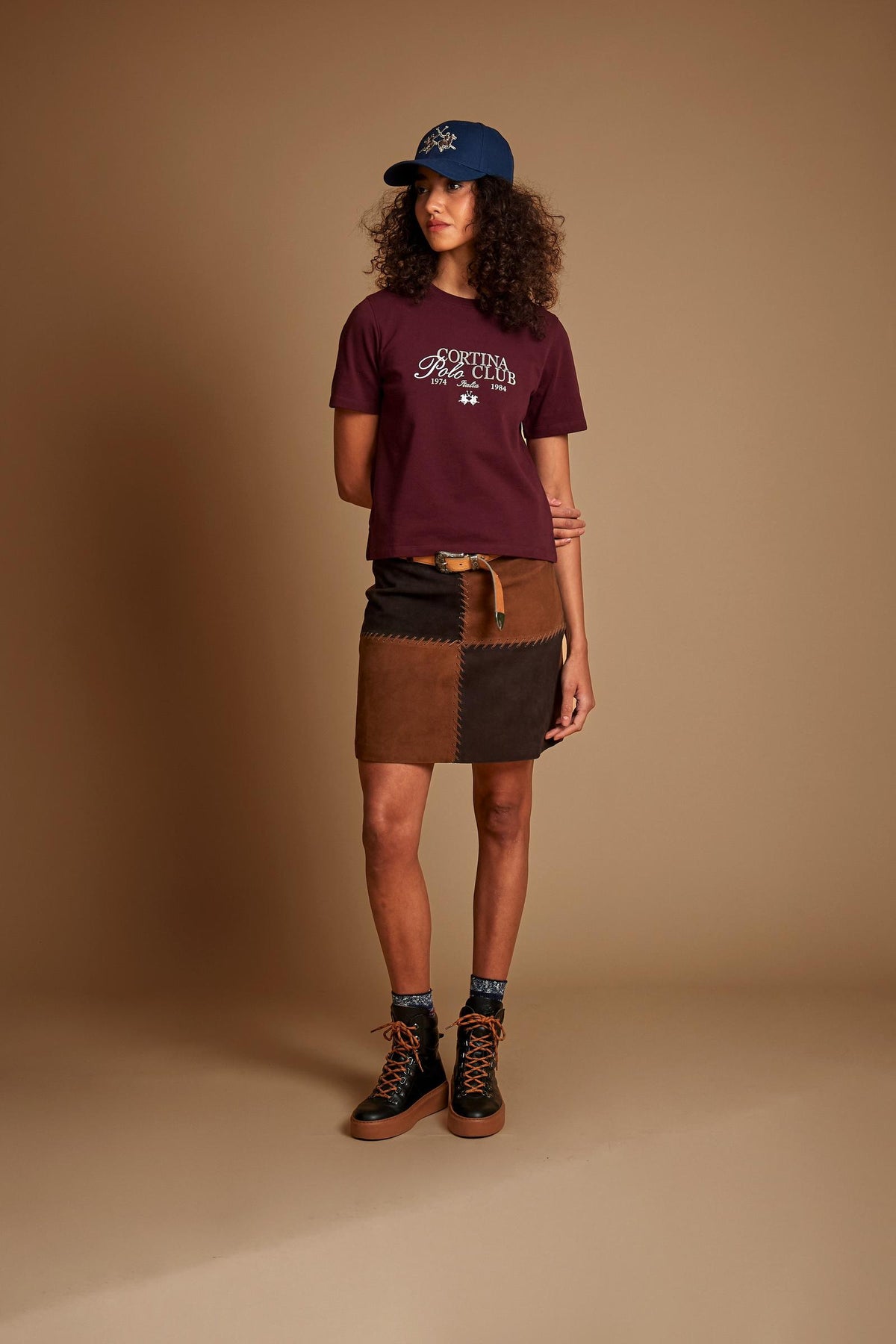 Kurzer Rock aus Wildleder im Patchwork-Stil - Deiene