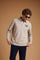 Men's long-sleeve polo in soft cotton jersey with contrasting gabardine collar, ribbed details, multicolor striped placket, and embroidered team logo for comfor - Vintage Khaki